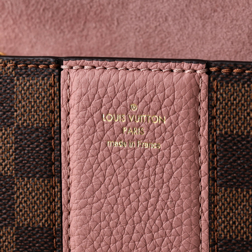 Pre Owned Louis Vuitton Wight Handbag Damier with Leather