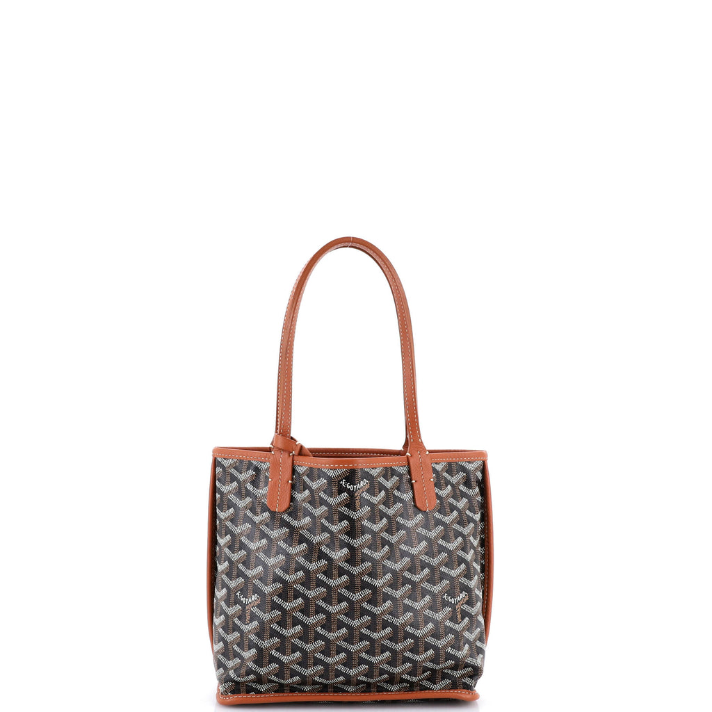 Pre Owned Goyard Anjou Reversible Tote Coated Canvas Mini
