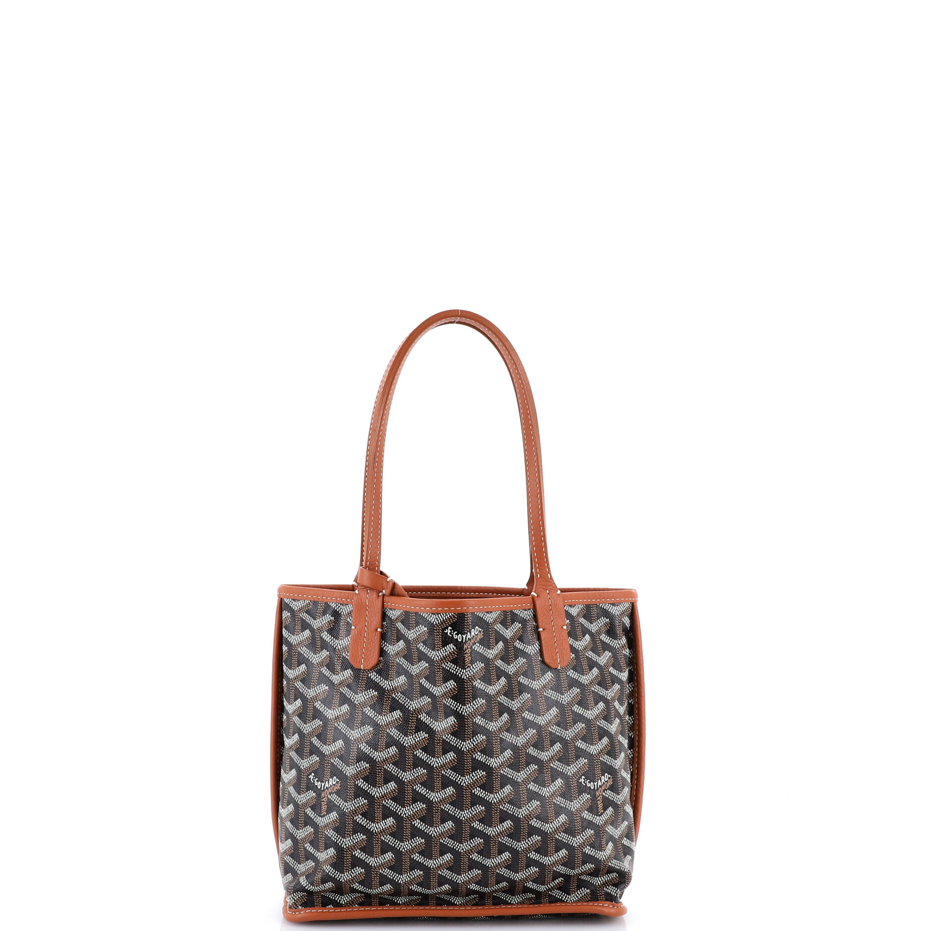 Pre Owned Goyard Anjou Reversible Tote Coated Canvas Mini