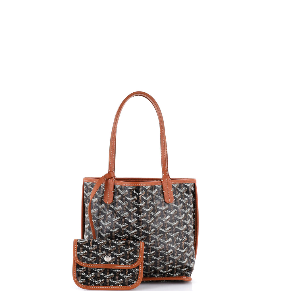 Pre Owned Goyard Anjou Reversible Tote Coated Canvas Mini