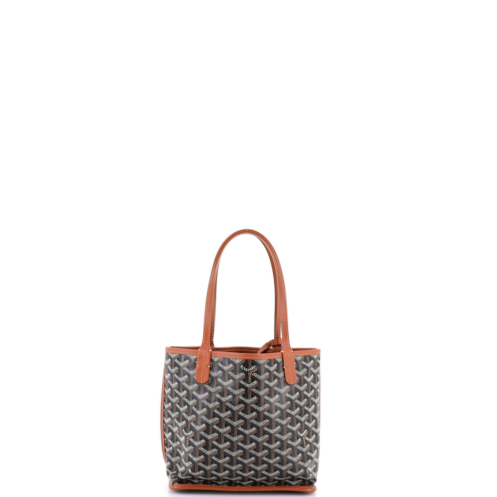 Pre Owned Goyard Anjou Reversible Tote Coated Canvas Mini