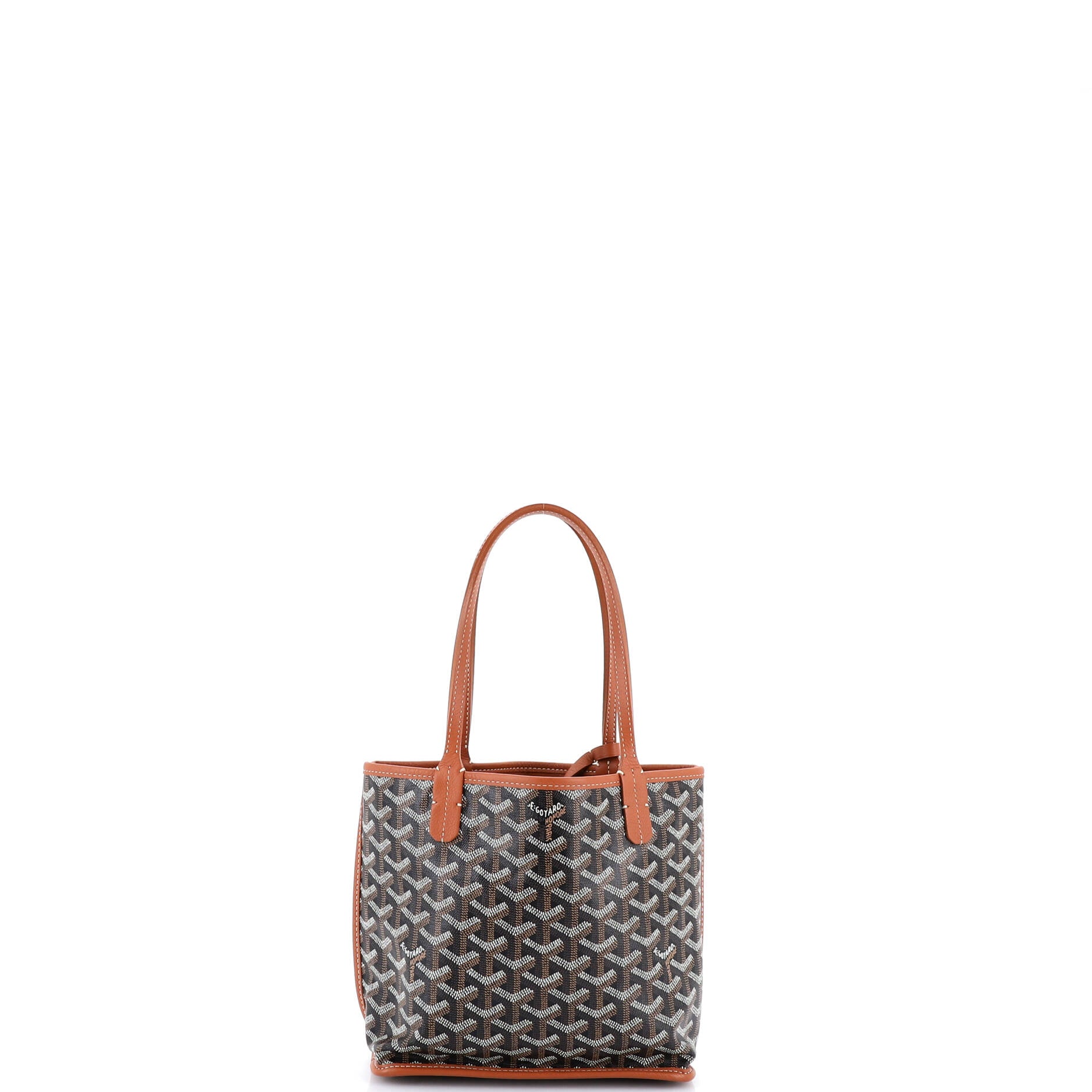 Pre Owned Goyard Anjou Reversible Tote Coated Canvas Mini