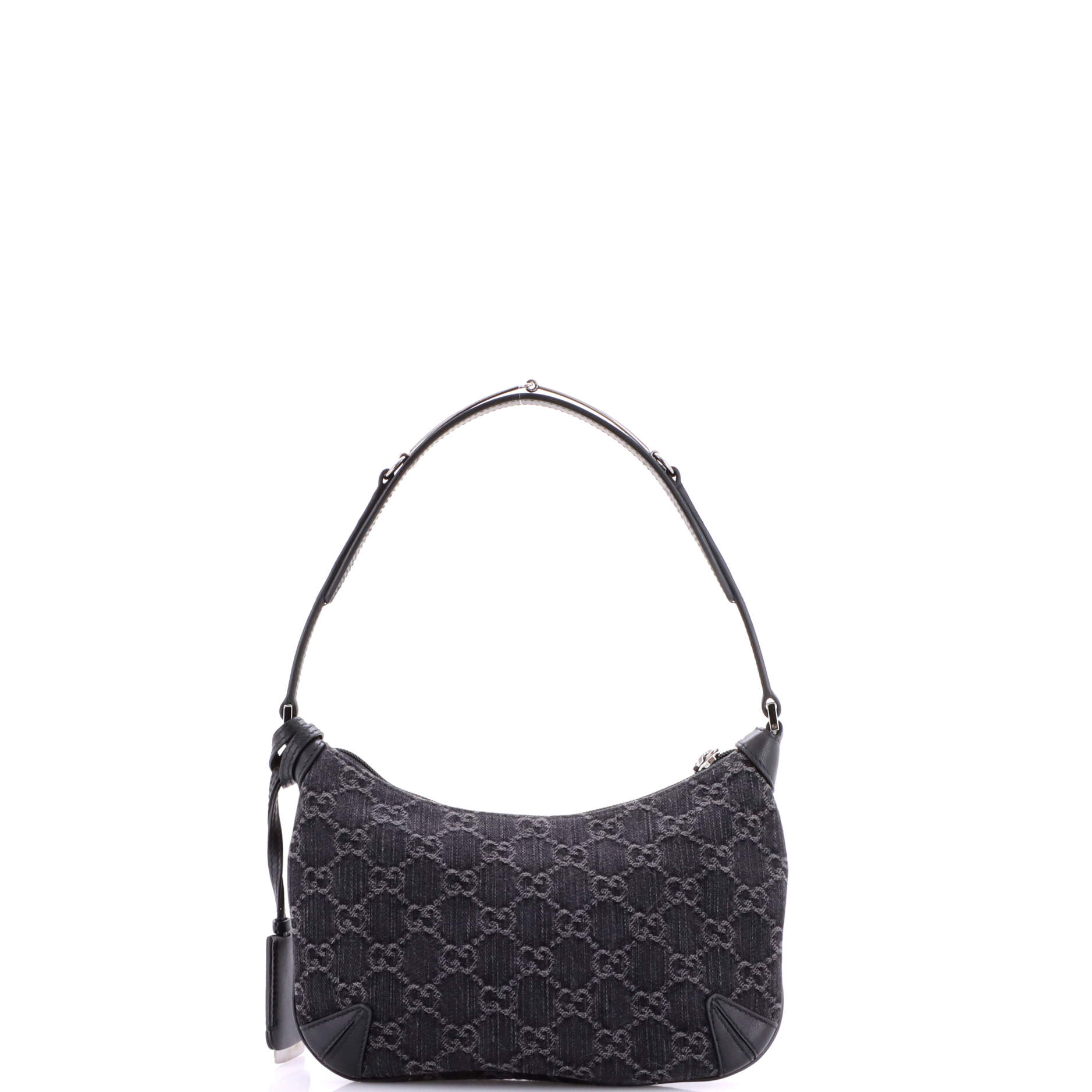 Pre Owned Gucci Horsebit Slim Shoulder Bag GG Denim with Leather Small