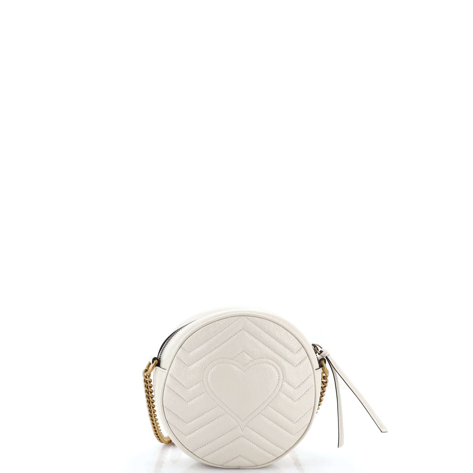 Pre Owned Gucci GG Marmont Round Shoulder Bag Matelasse Leather Mini