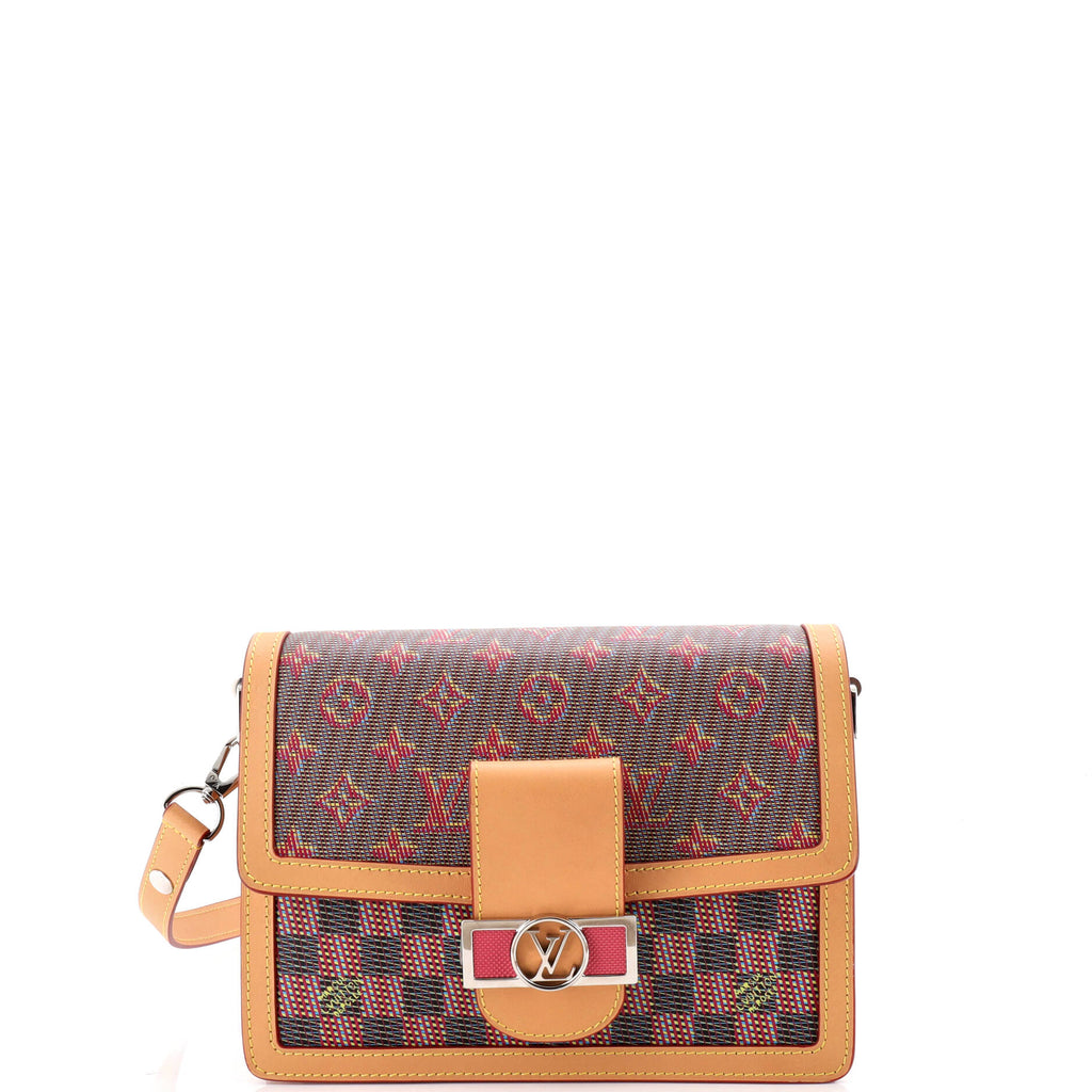 Pre Owned Louis Vuitton Dauphine Shoulder Bag Damier Monogram LV Pop Canvas MM