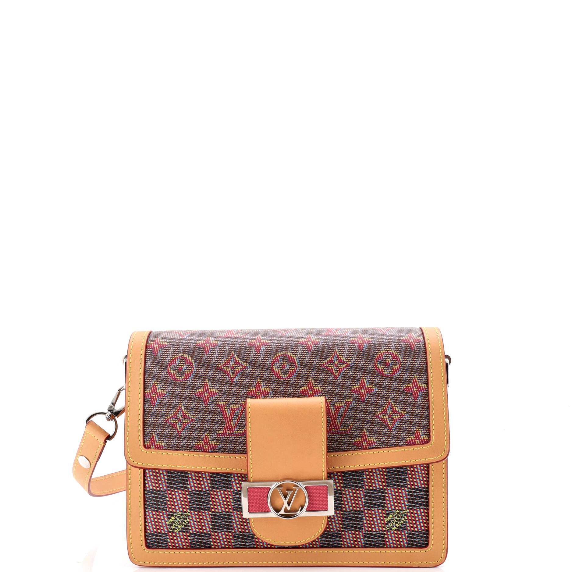 Pre Owned Louis Vuitton Dauphine Shoulder Bag Damier Monogram LV Pop Canvas MM