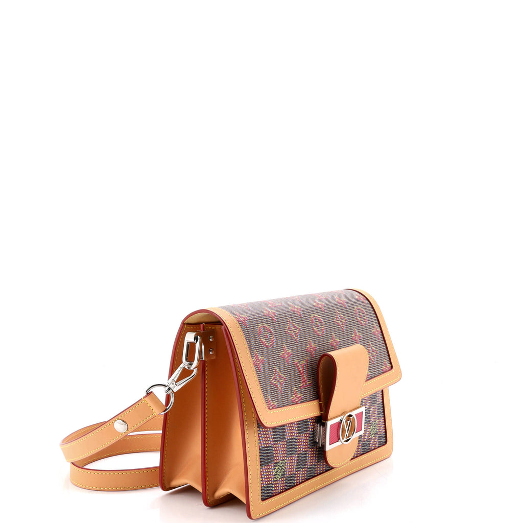 Pre Owned Louis Vuitton Dauphine Shoulder Bag Damier Monogram LV Pop Canvas MM