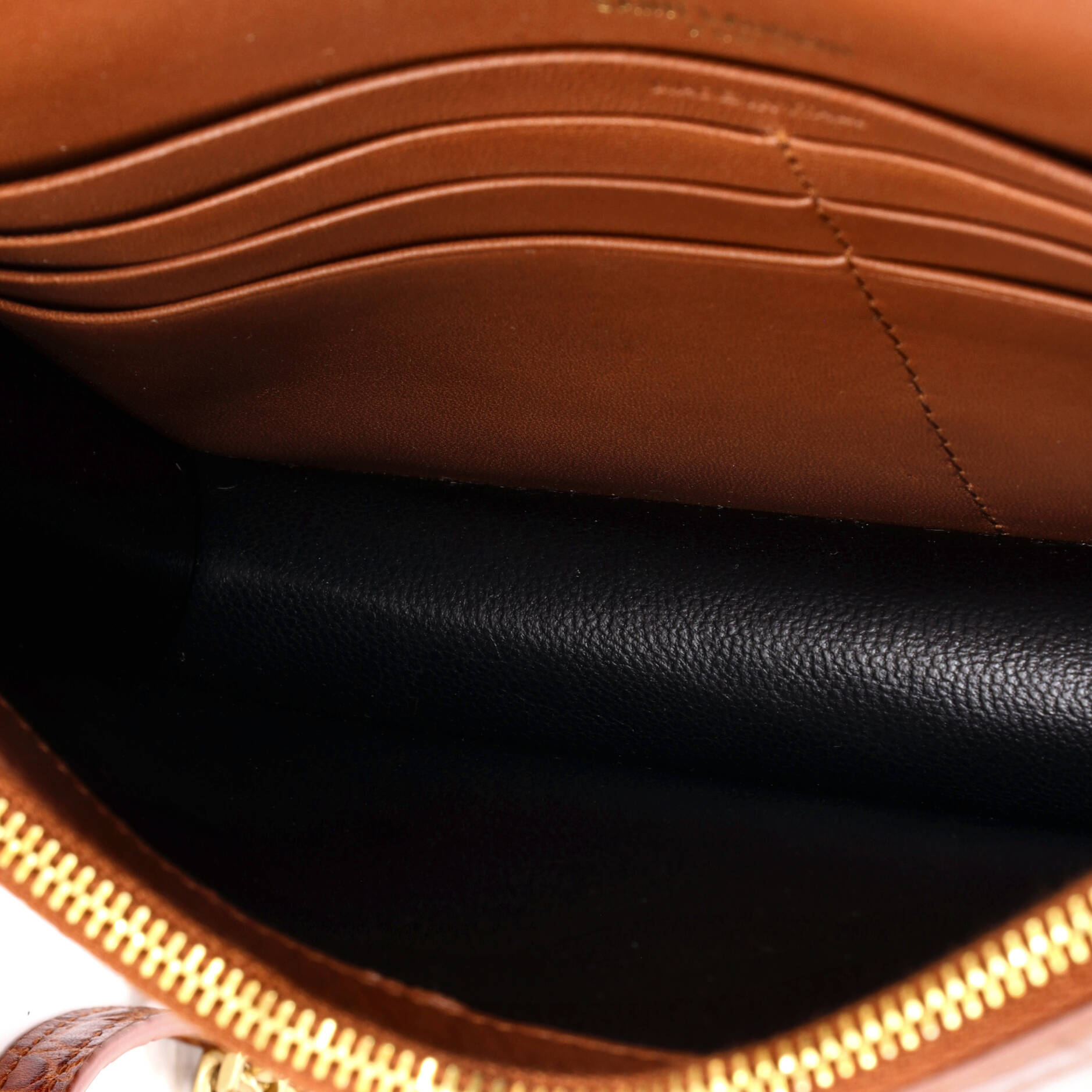 Pre Owned Saint Laurent Classic Monogram Tassel Chain Wallet Crocodile Embossed Leather