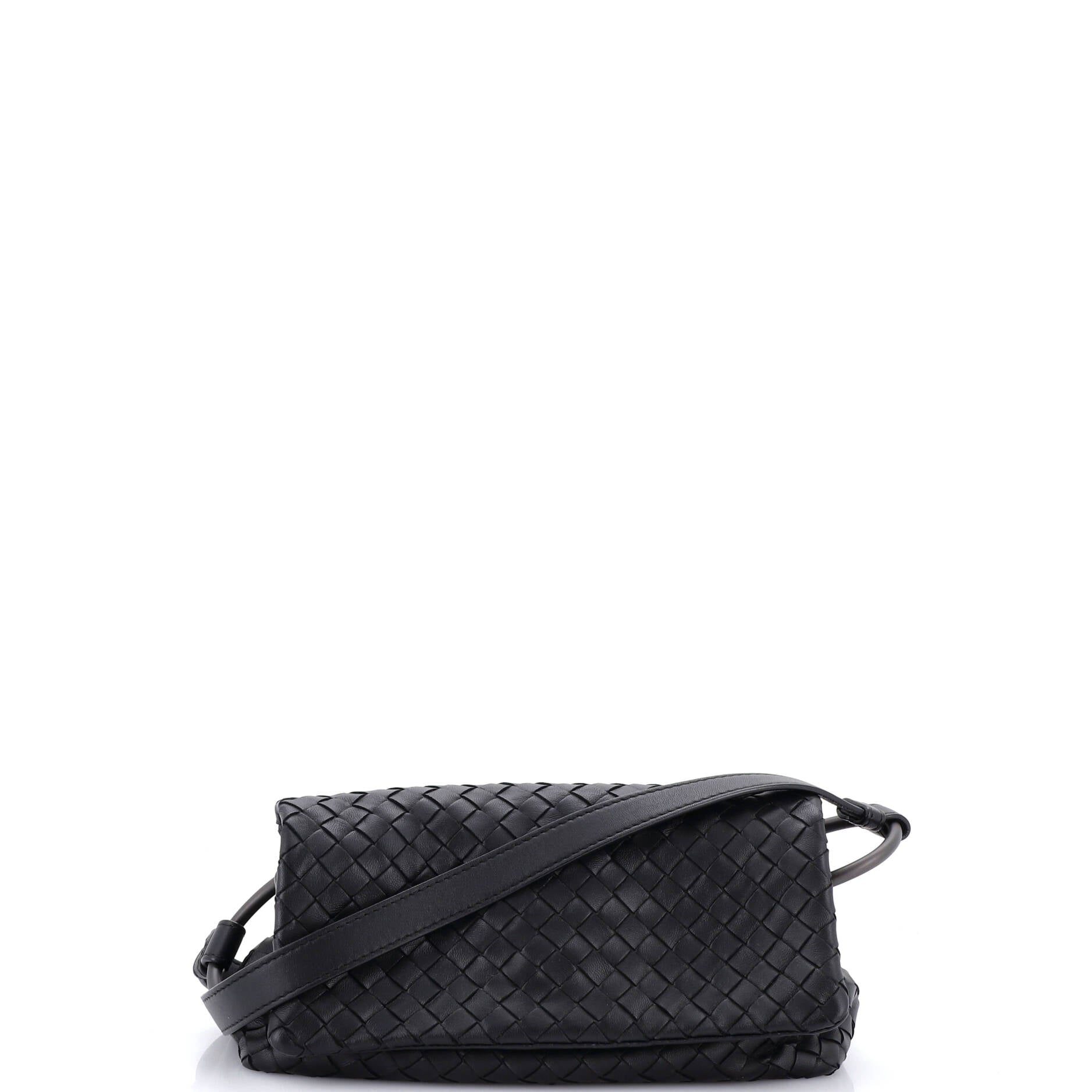 Pre Owned Bottega Veneta Ring Flap Crossbody Bag Intrecciato Nappa Small