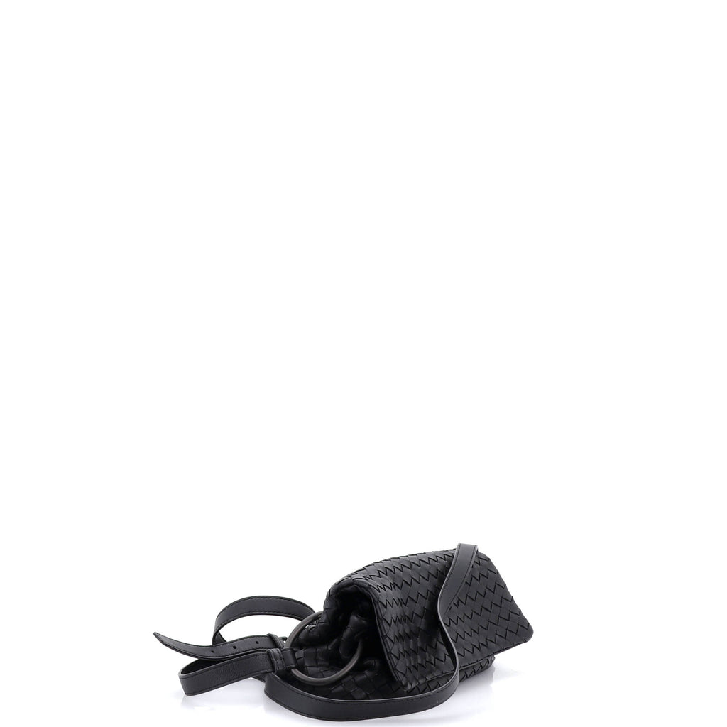 Pre Owned Bottega Veneta Ring Flap Crossbody Bag Intrecciato Nappa Small