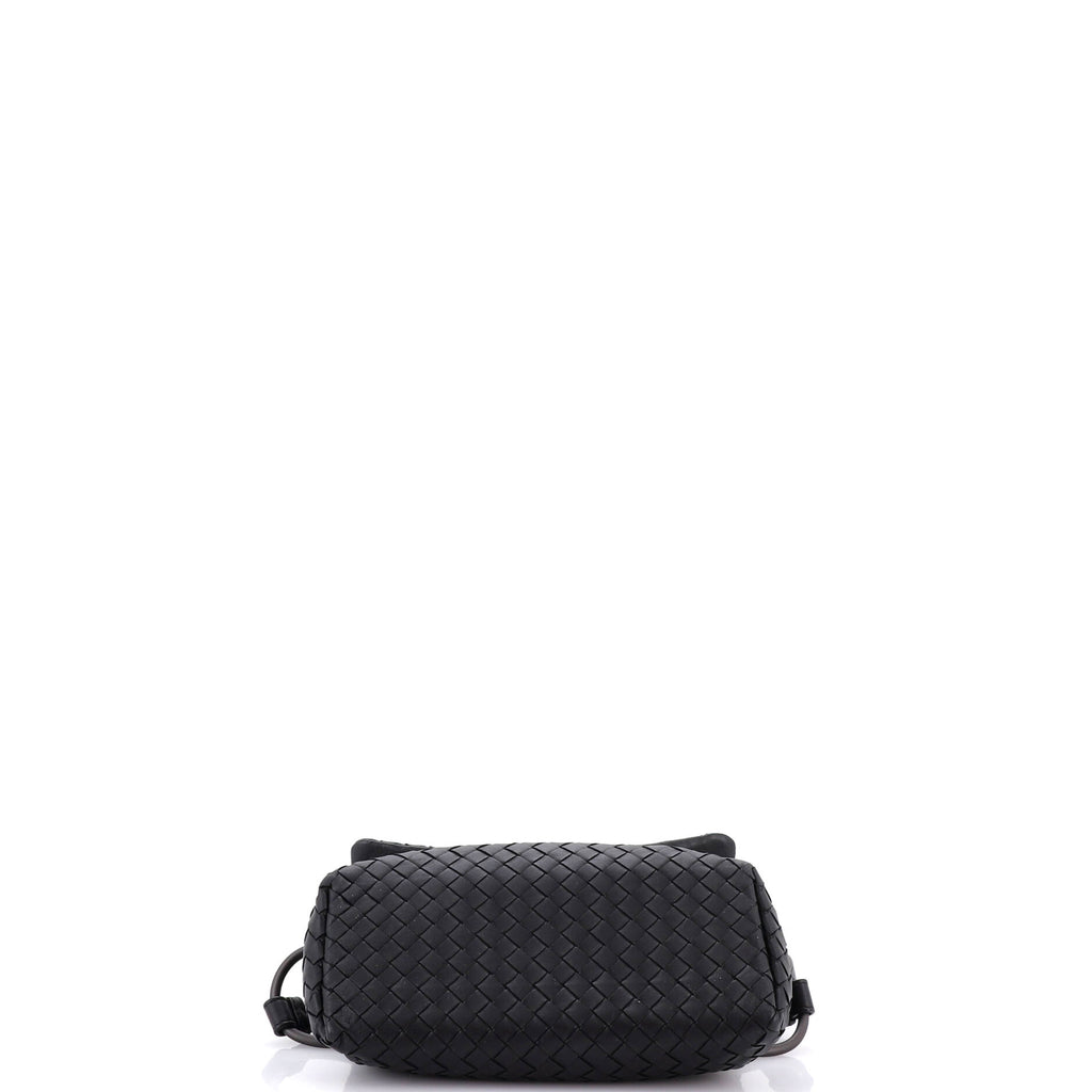 Pre Owned Bottega Veneta Ring Flap Crossbody Bag Intrecciato Nappa Small