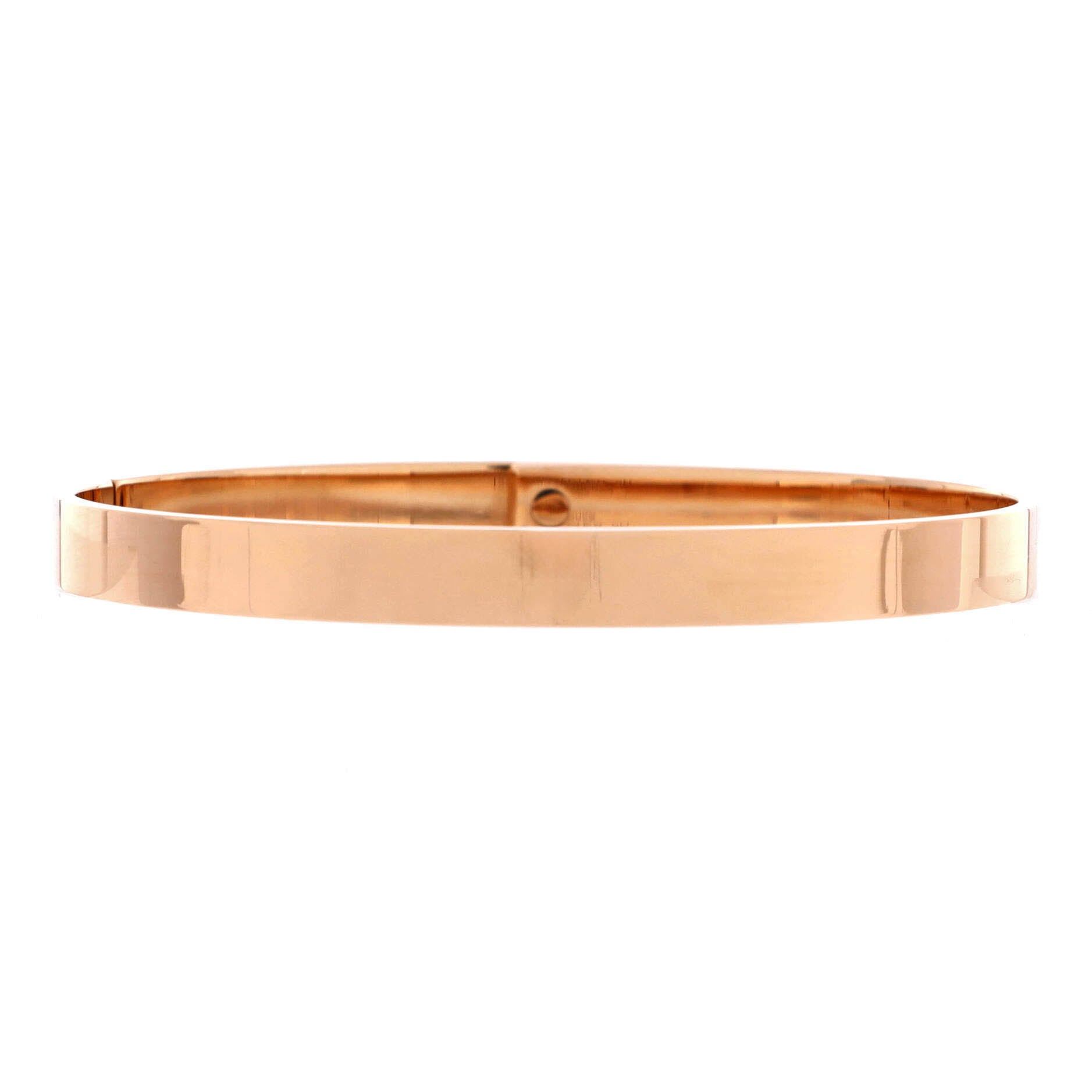 Pre Owned Hermes Kelly Bracelet 18K Rose Gold with 4 Diamonds Small
