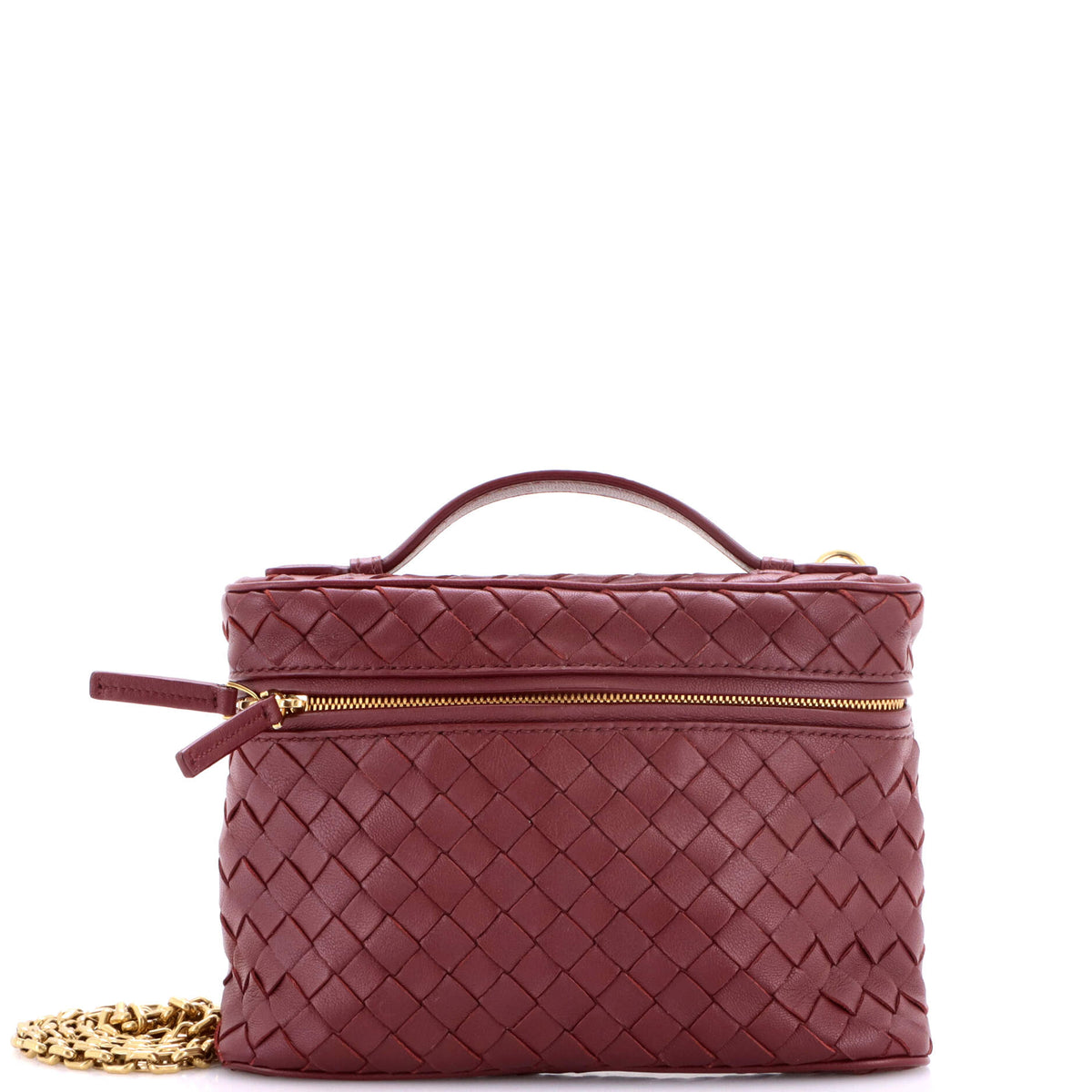 Pre Owned Bottega Veneta Soft Chain Vanity Case Intrecciato Leather Small