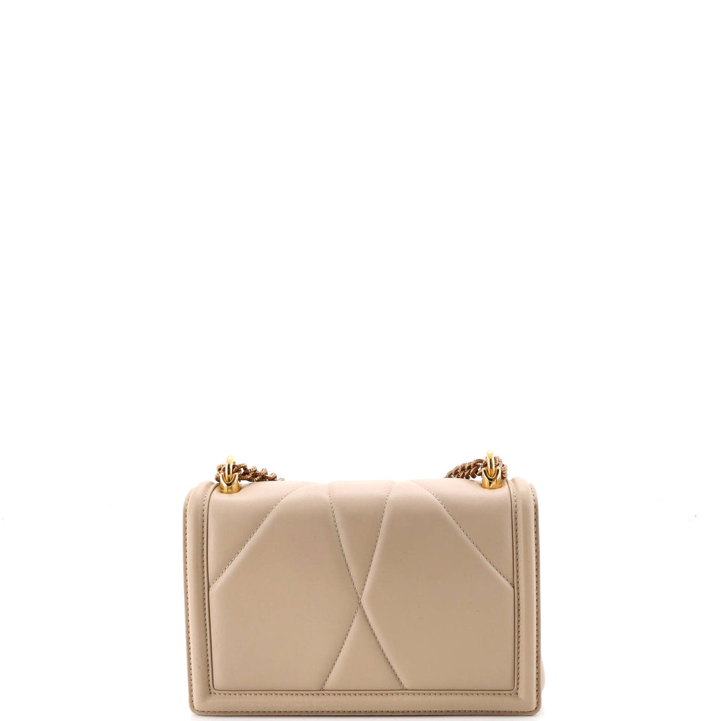 Pre Owned Dolce & Gabbana Devotion Full Flap Shoulder Bag Quilted Leather Small