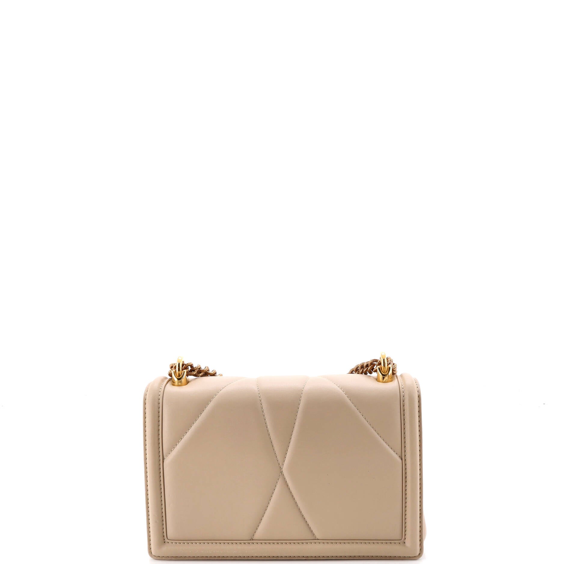 Pre Owned Dolce & Gabbana Devotion Full Flap Shoulder Bag Quilted Leather Small