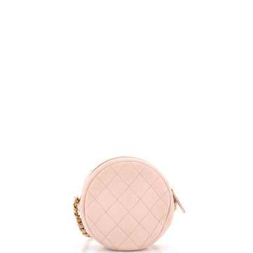 Pre Owned Chanel Round Chain Crossbody Bag Quilted Caviar Small