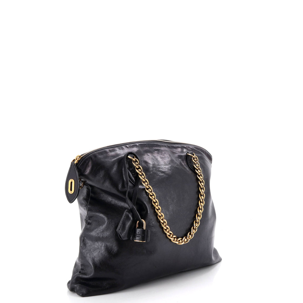 Pre Owned Louis Vuitton Lockit Chain Handbag Boudoir Leather