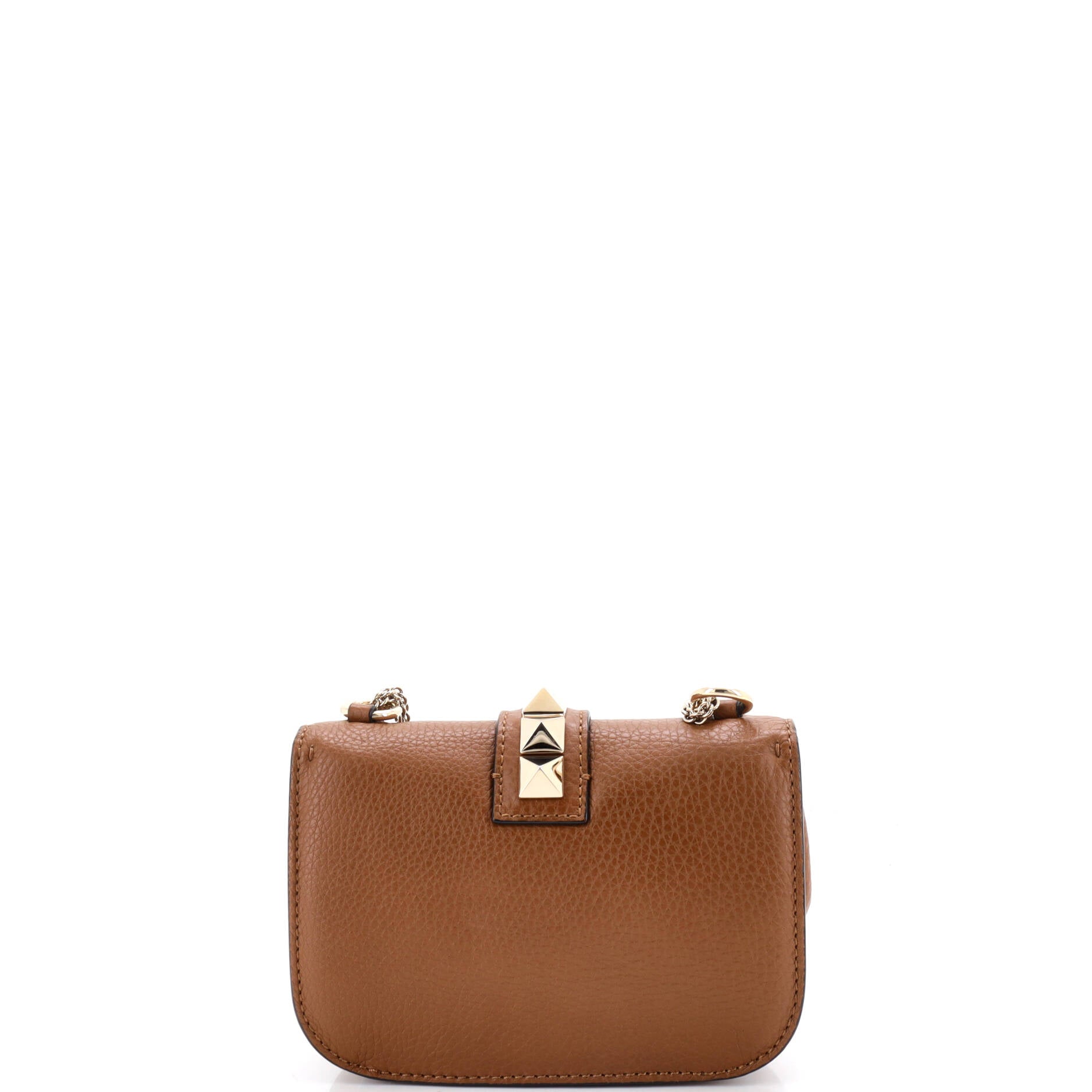 Pre Owned Valentino Garavani Glam Lock Shoulder Bag Leather Small