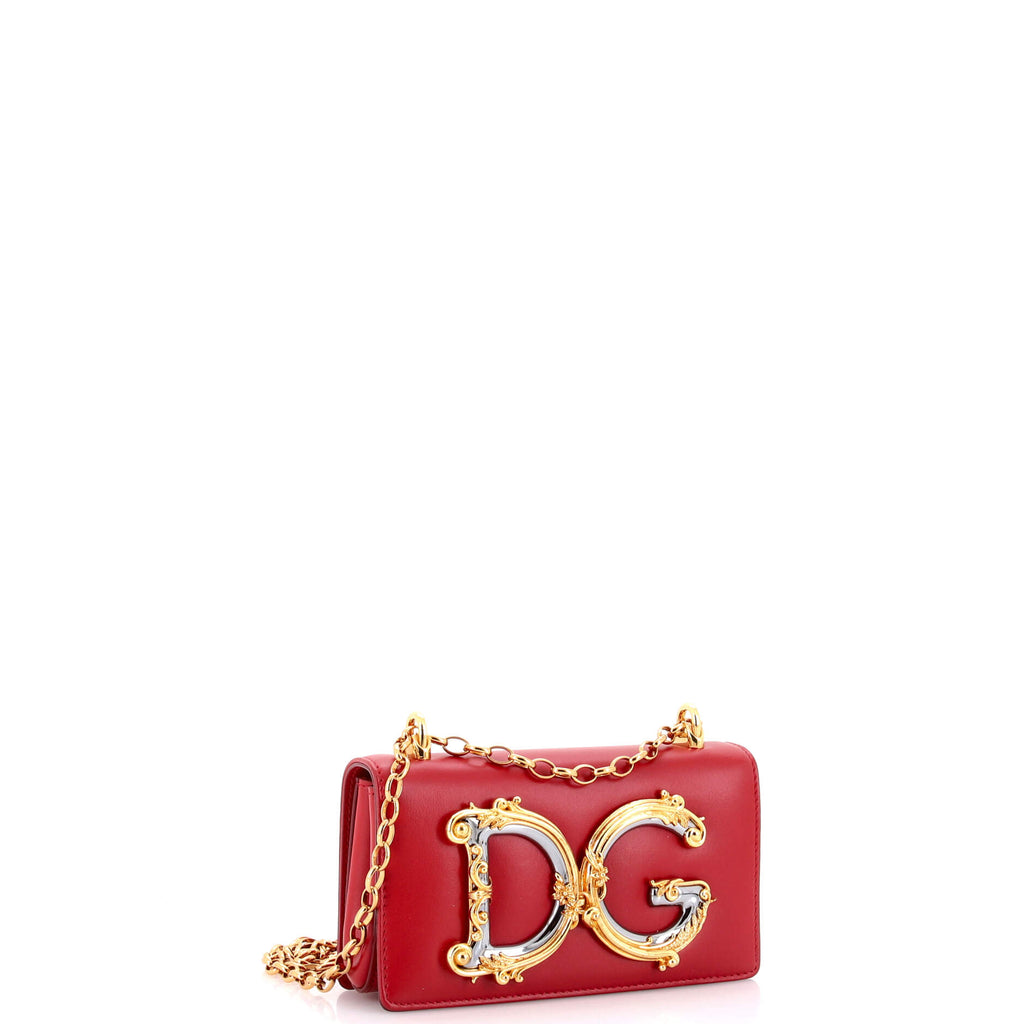 Pre Owned Dolce & Gabbana DG Girls Flap Bag Embellished Leather Mini