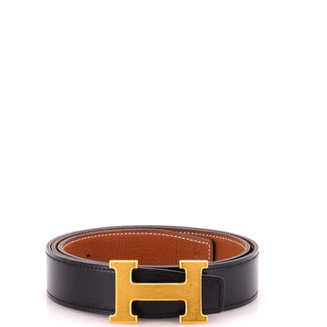 Pre Owned Hermes Constance Martelee H Reversible Belt Leather with Brushed Hardware Medium