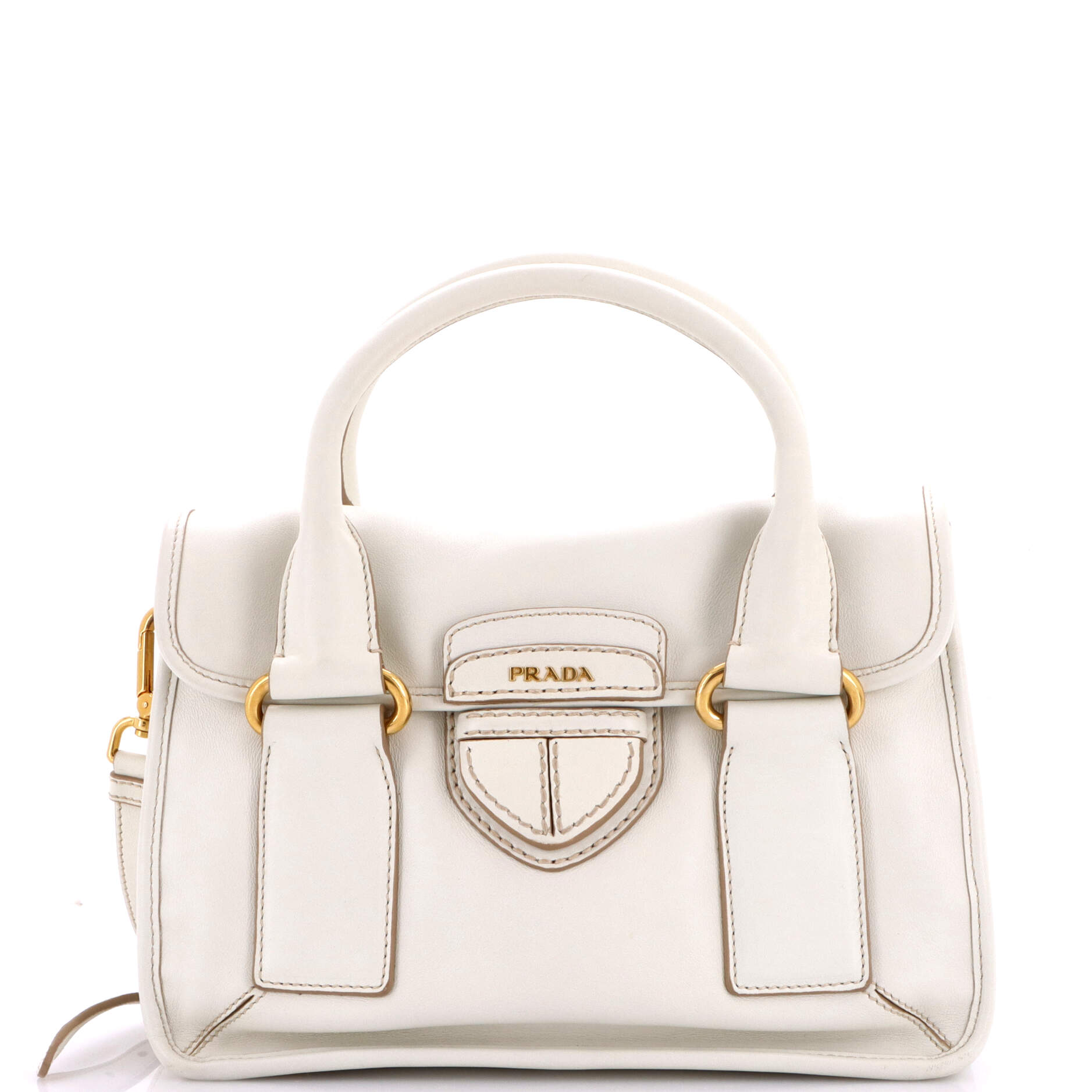 Pre Owned Prada Pushlock Flap Tote Leather Medium