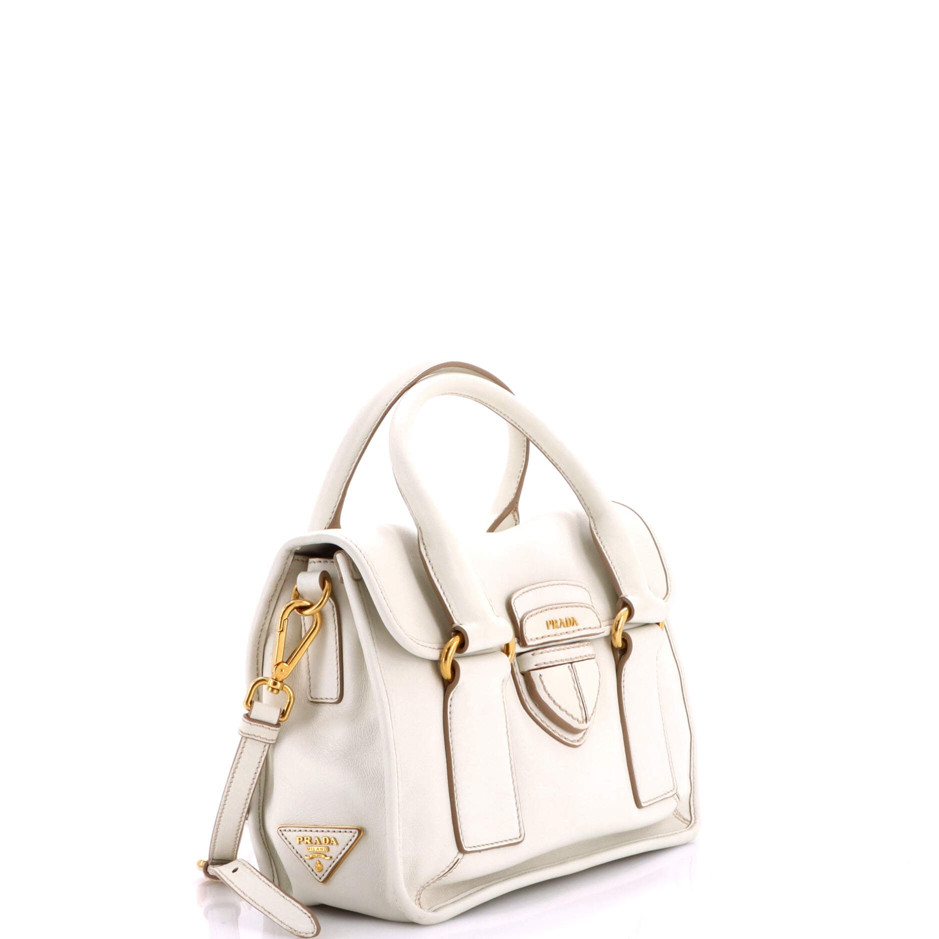 Pre Owned Prada Pushlock Flap Tote Leather Medium