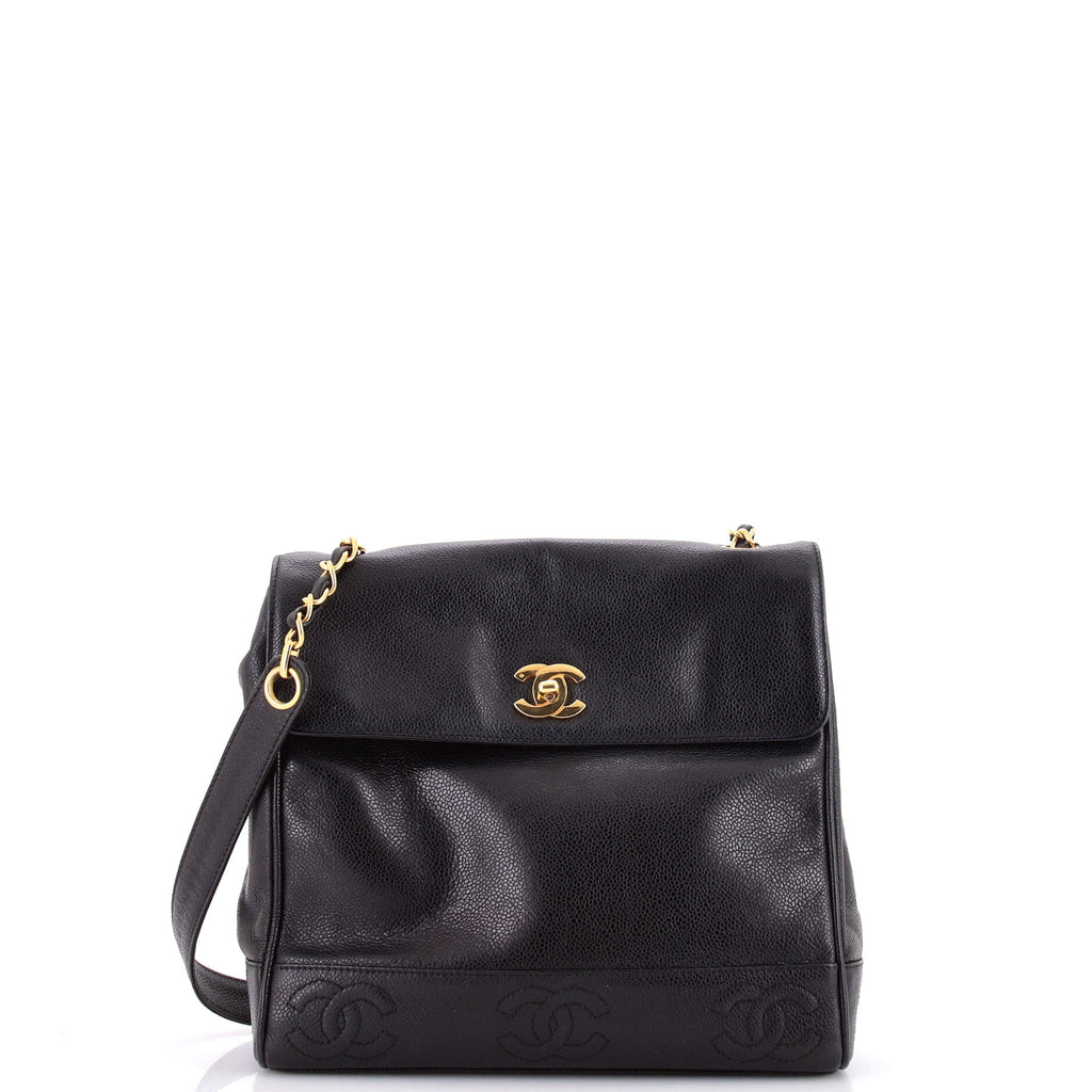Pre Owned Chanel Vintage CC Top Flap Bag Caviar