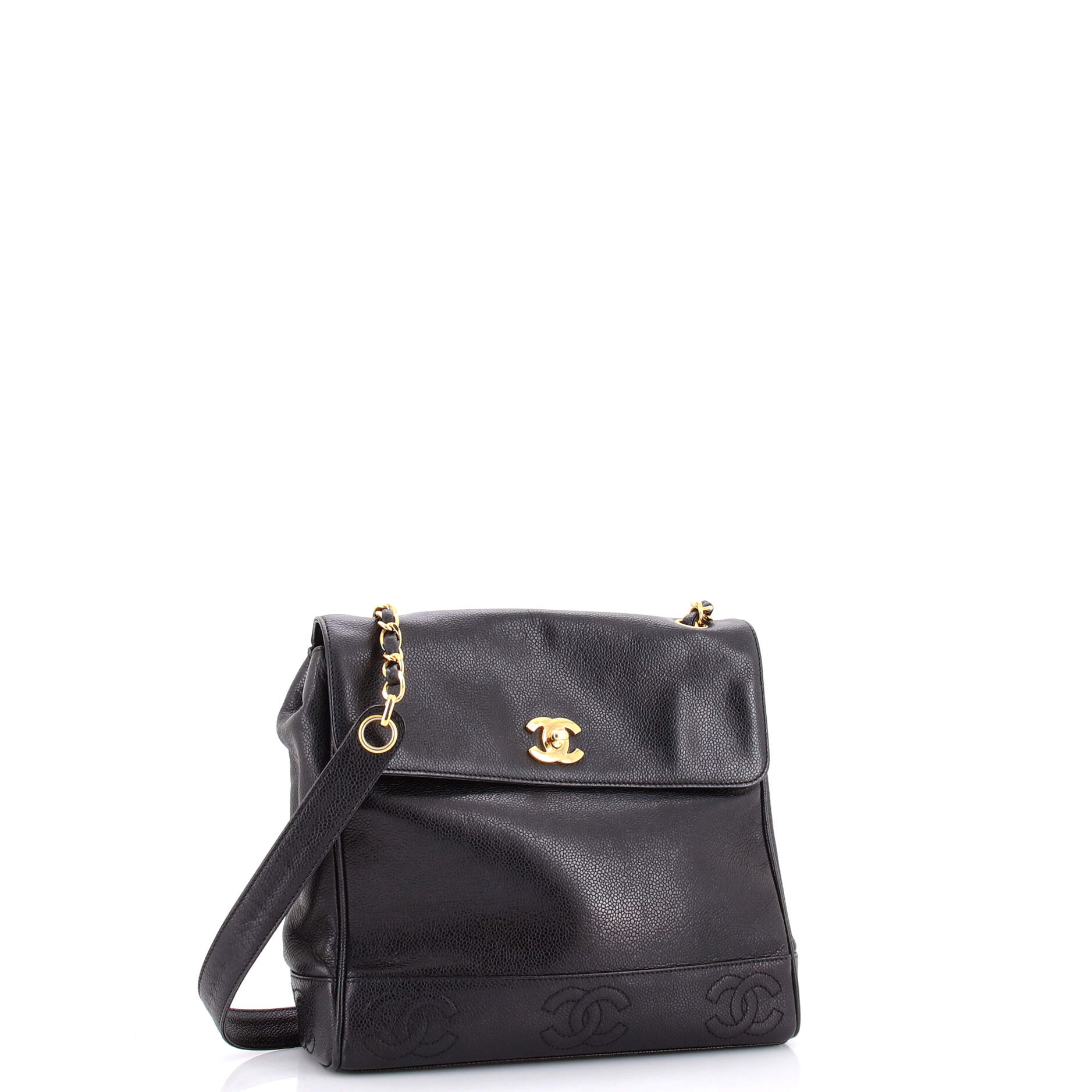 Pre Owned Chanel Vintage CC Top Flap Bag Caviar
