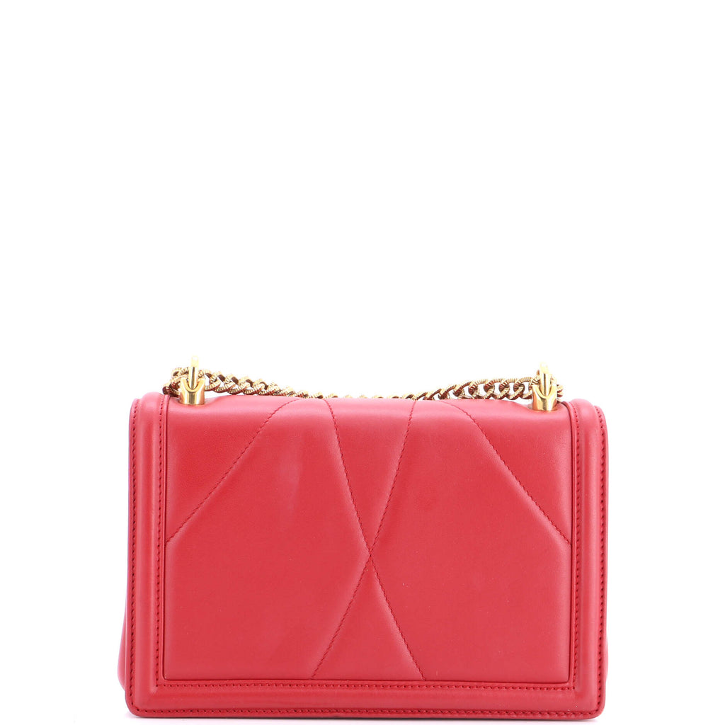 Pre Owned Dolce & Gabbana Devotion Full Flap Shoulder Bag Quilted Leather Small