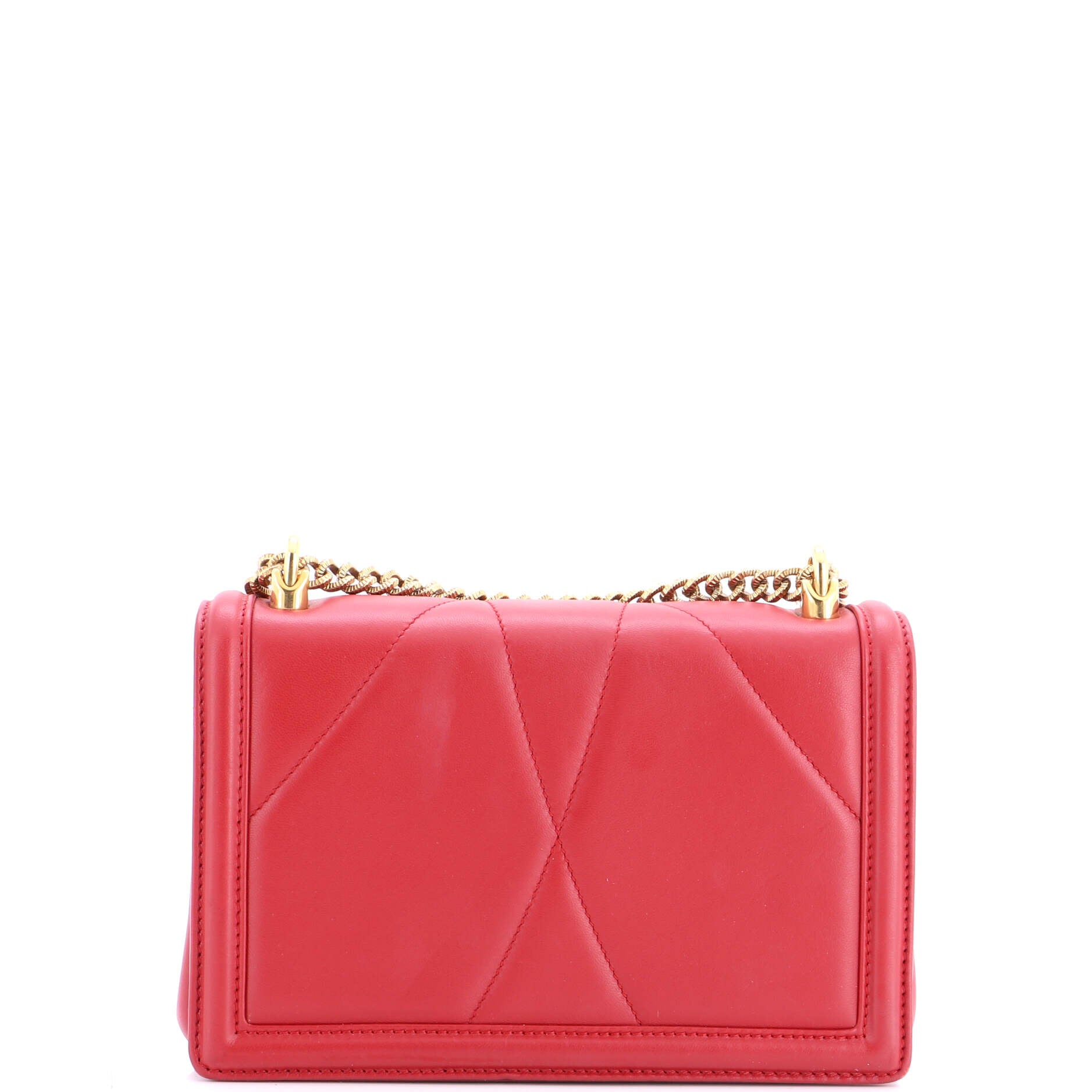 Pre Owned Dolce & Gabbana Devotion Full Flap Shoulder Bag Quilted Leather Small