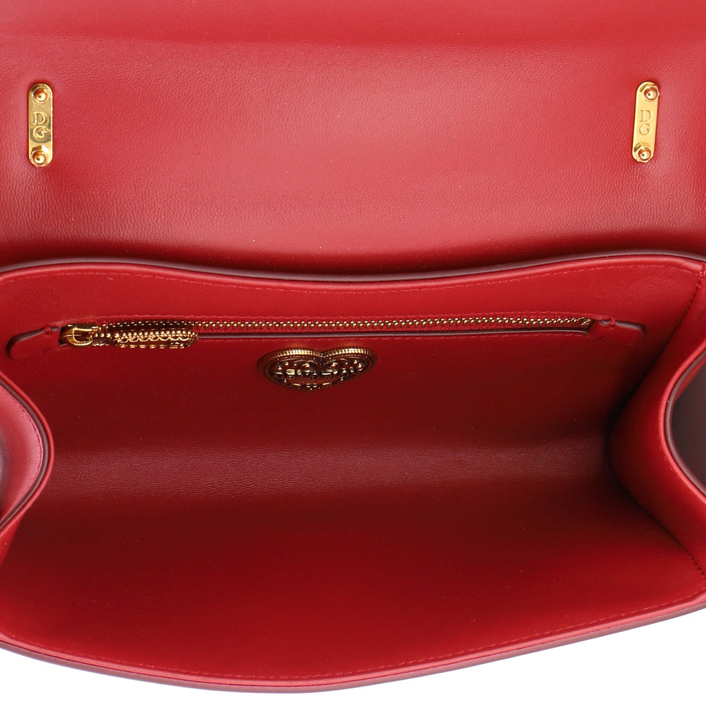 Pre Owned Dolce & Gabbana Devotion Full Flap Shoulder Bag Quilted Leather Small