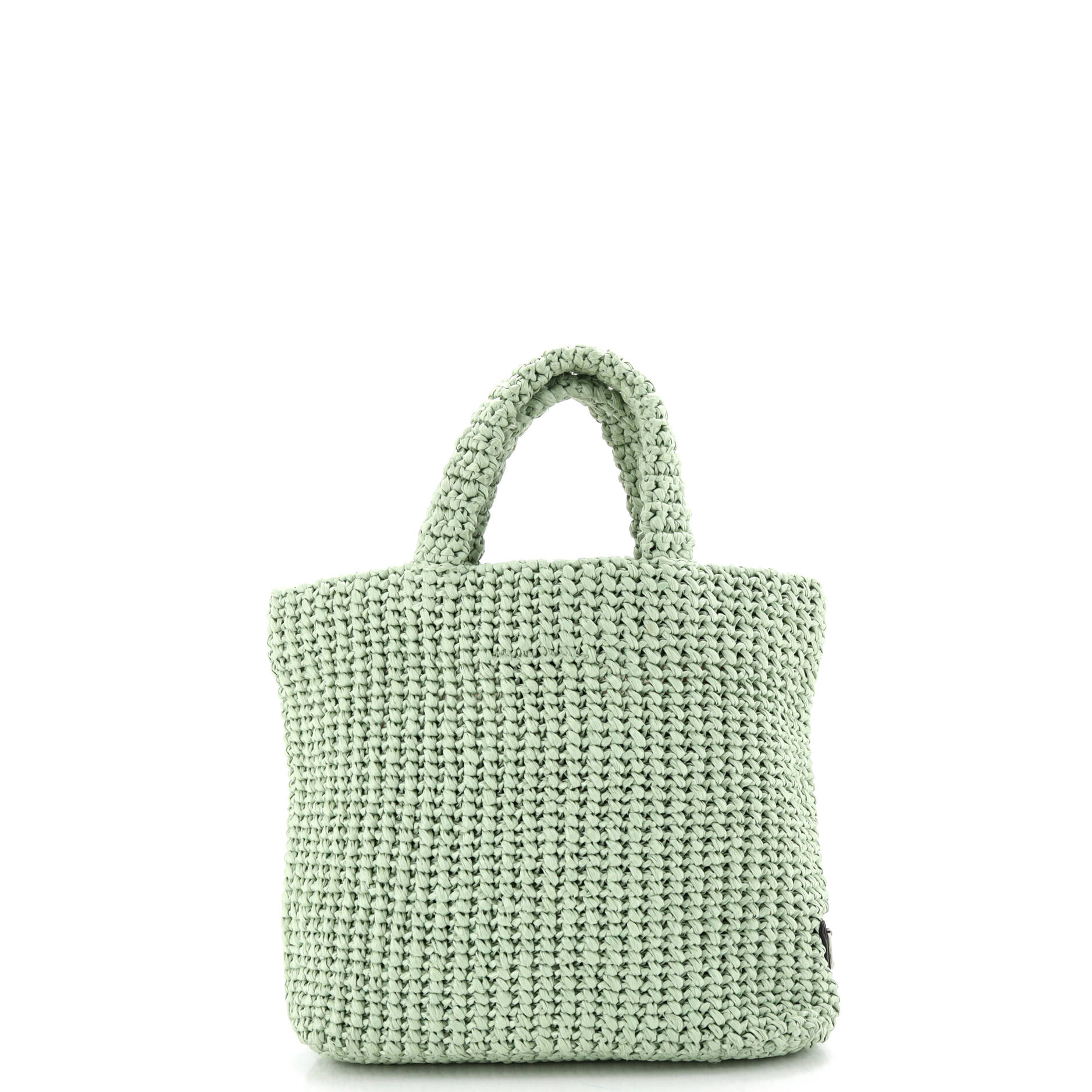 Pre Owned Prada Logo Tote Raffia Small