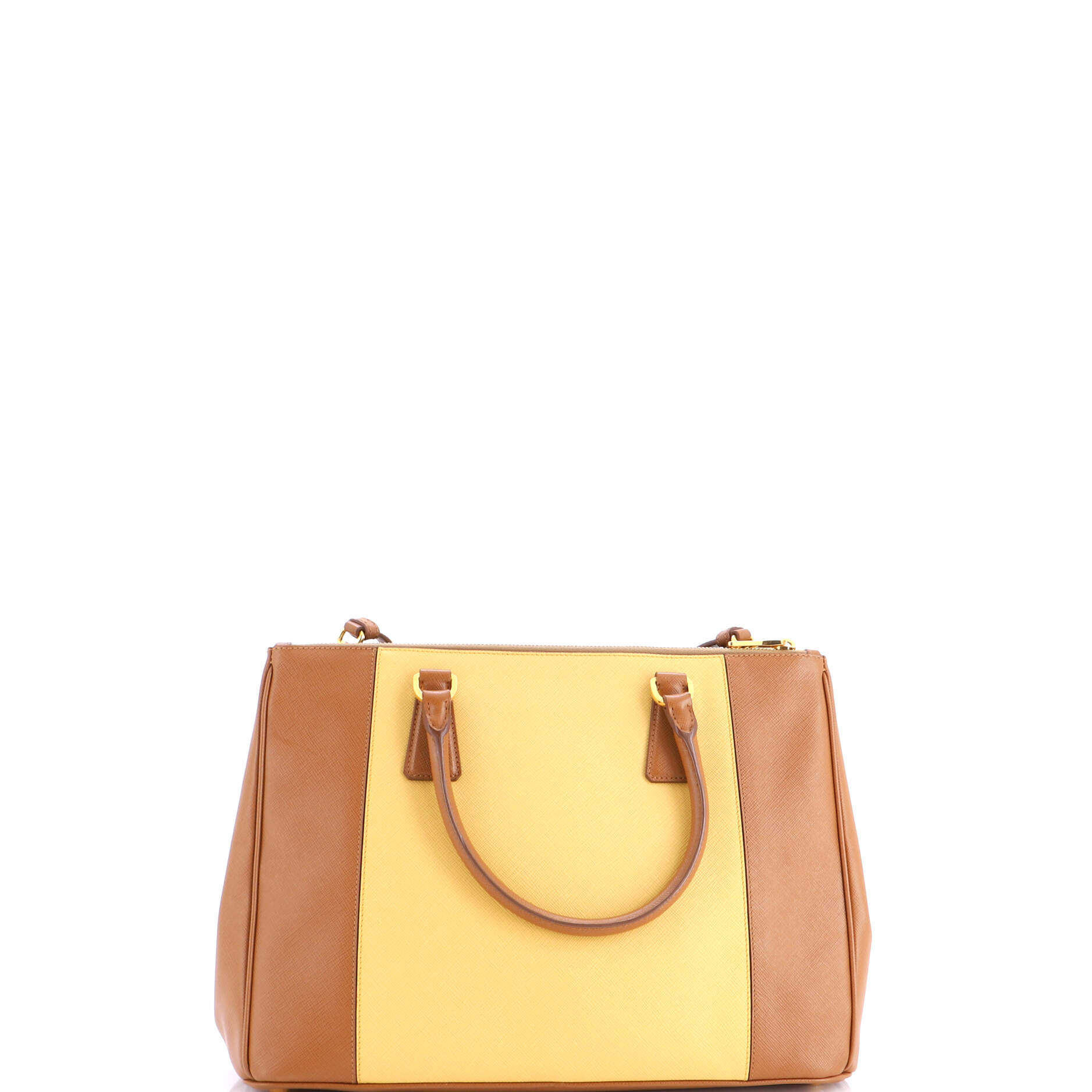 Pre Owned Prada Bicolor Double Zip Lux Tote Saffiano Leather Medium