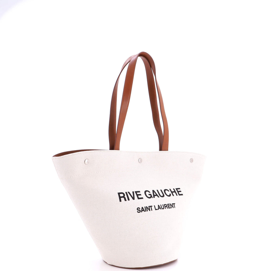 Pre Owned Saint Laurent Rive Gauche Trapezoid Tote Canvas