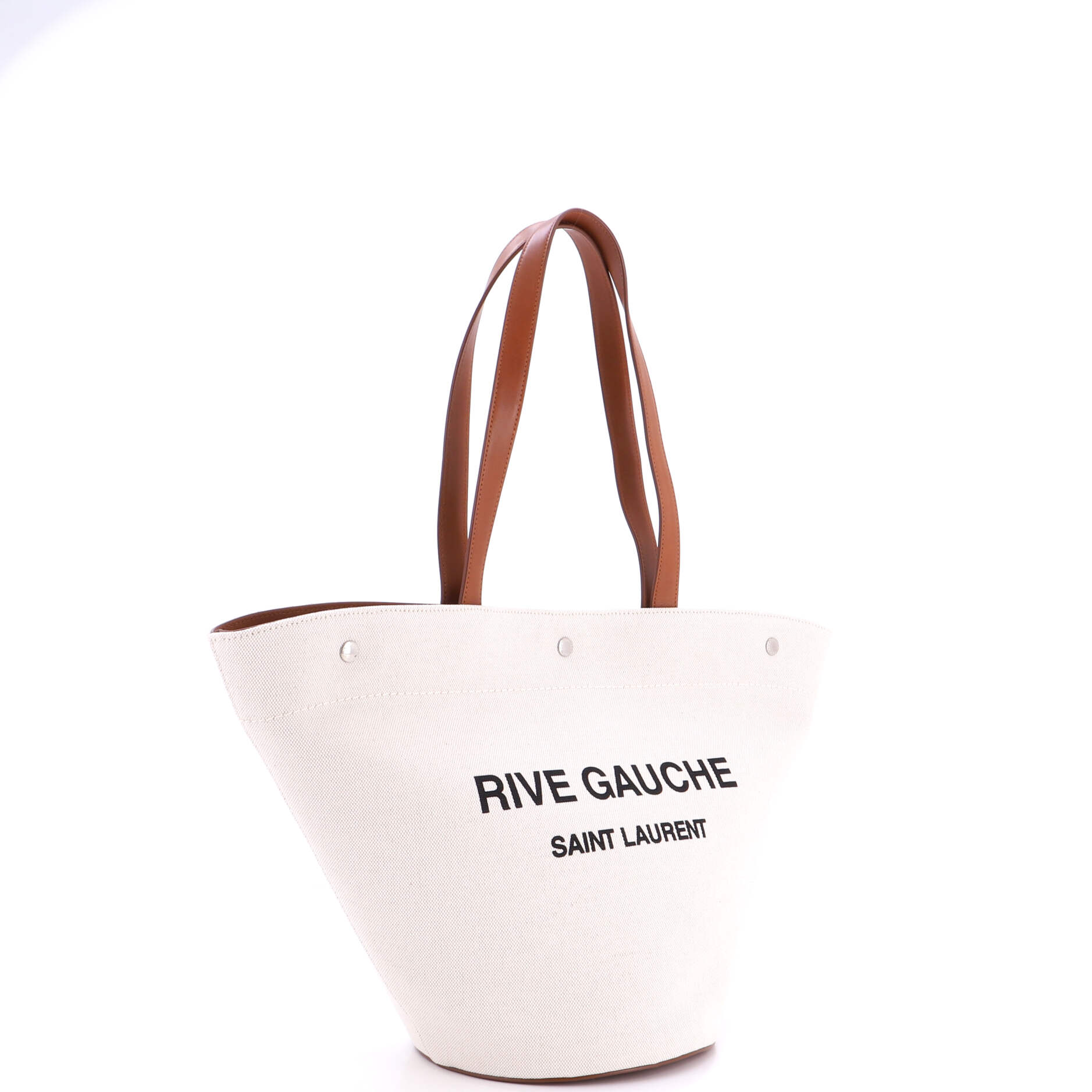 Pre Owned Saint Laurent Rive Gauche Trapezoid Tote Canvas