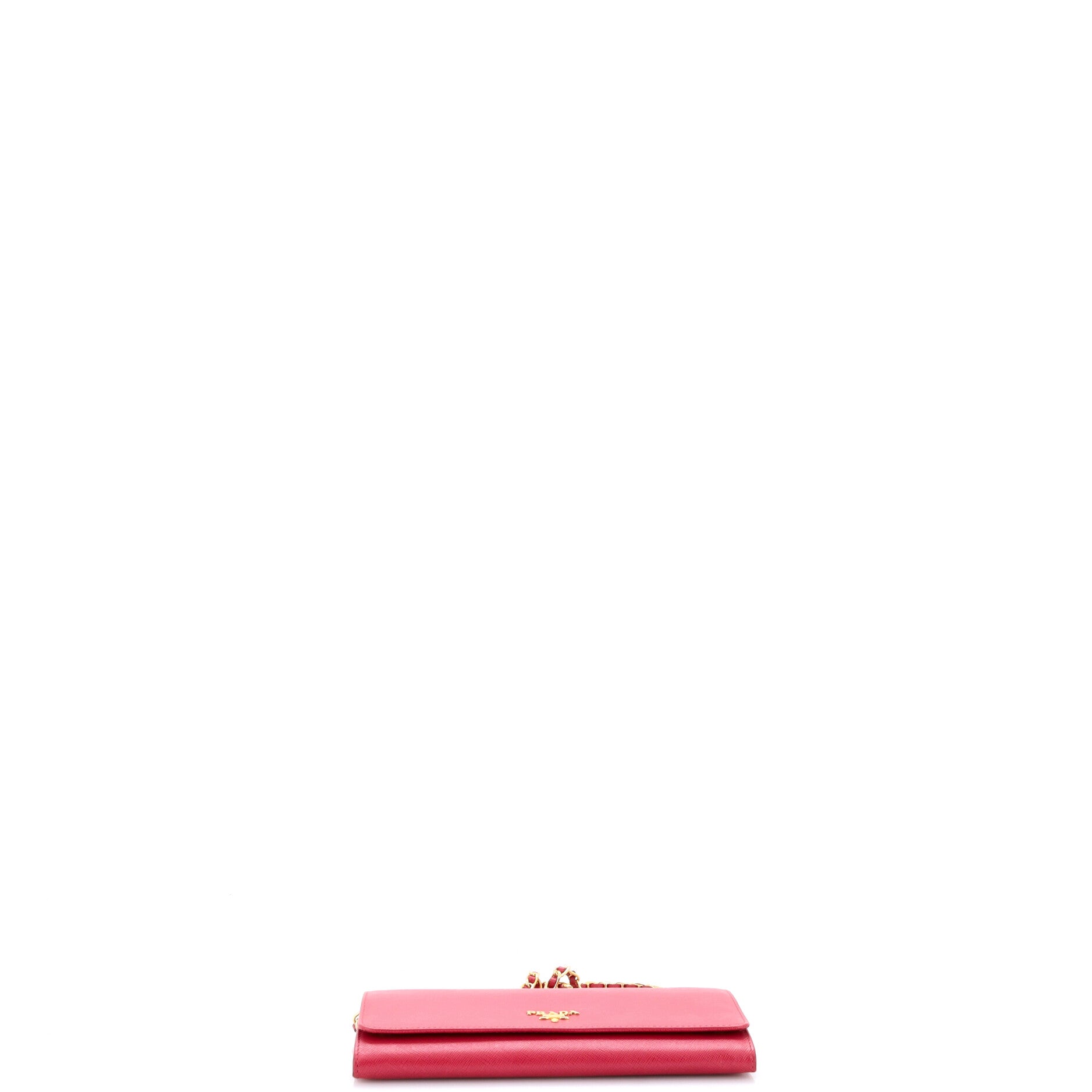 Pre Owned Prada Wallet on Chain Saffiano Leather