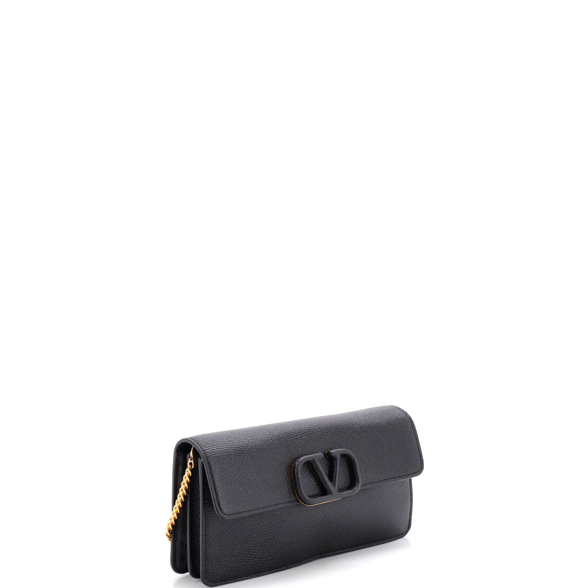 Pre Owned Valentino Garavani VLogo Signature Wallet on Chain Leather Long