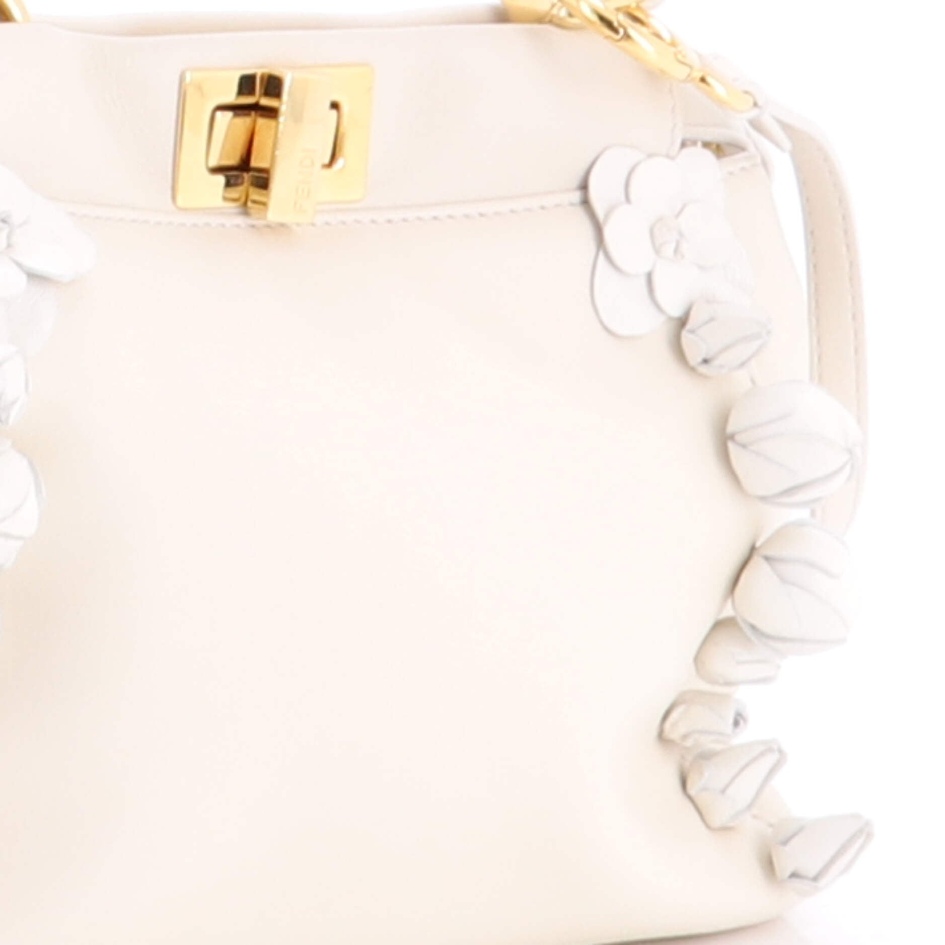 Pre Owned Fendi Rosebud Peekaboo Iconic Bag Leather with Applique Mini