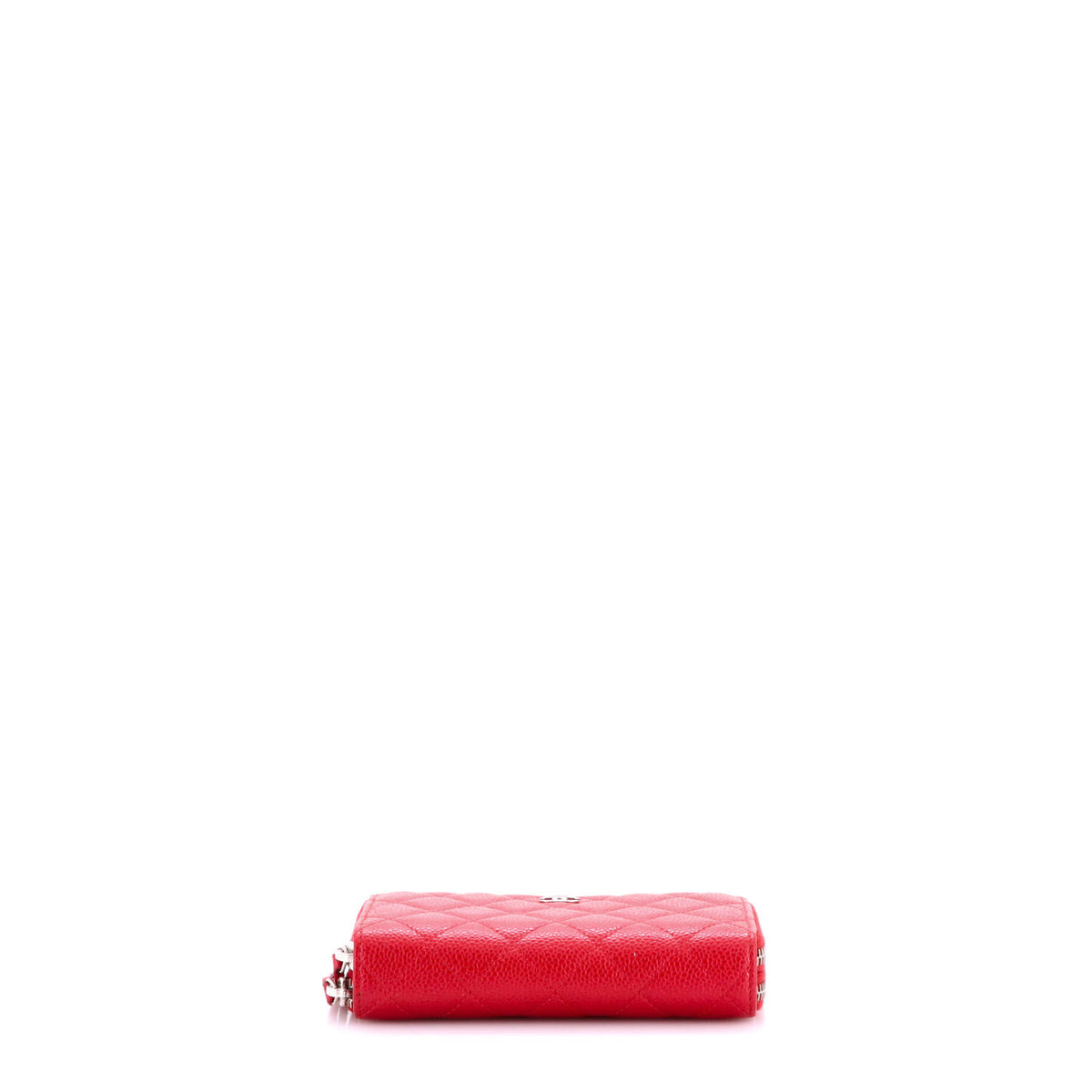 Pre Owned Chanel Double Zip Around Wallet Quilted Caviar Small