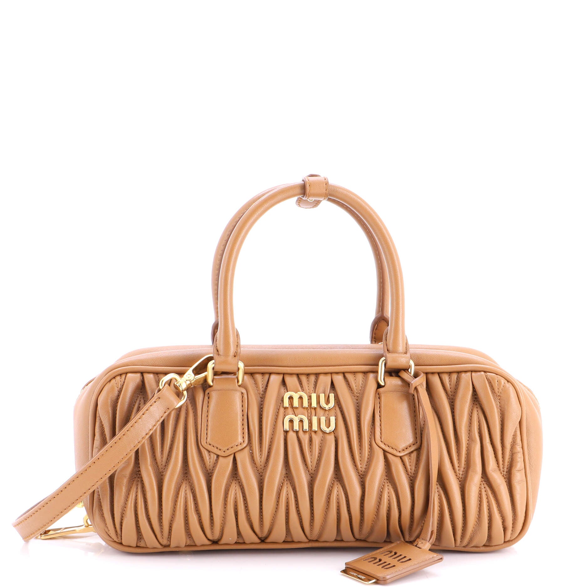 Pre Owned Miu Miu Arcadie Top Handle Bag Matelasse Leather Large