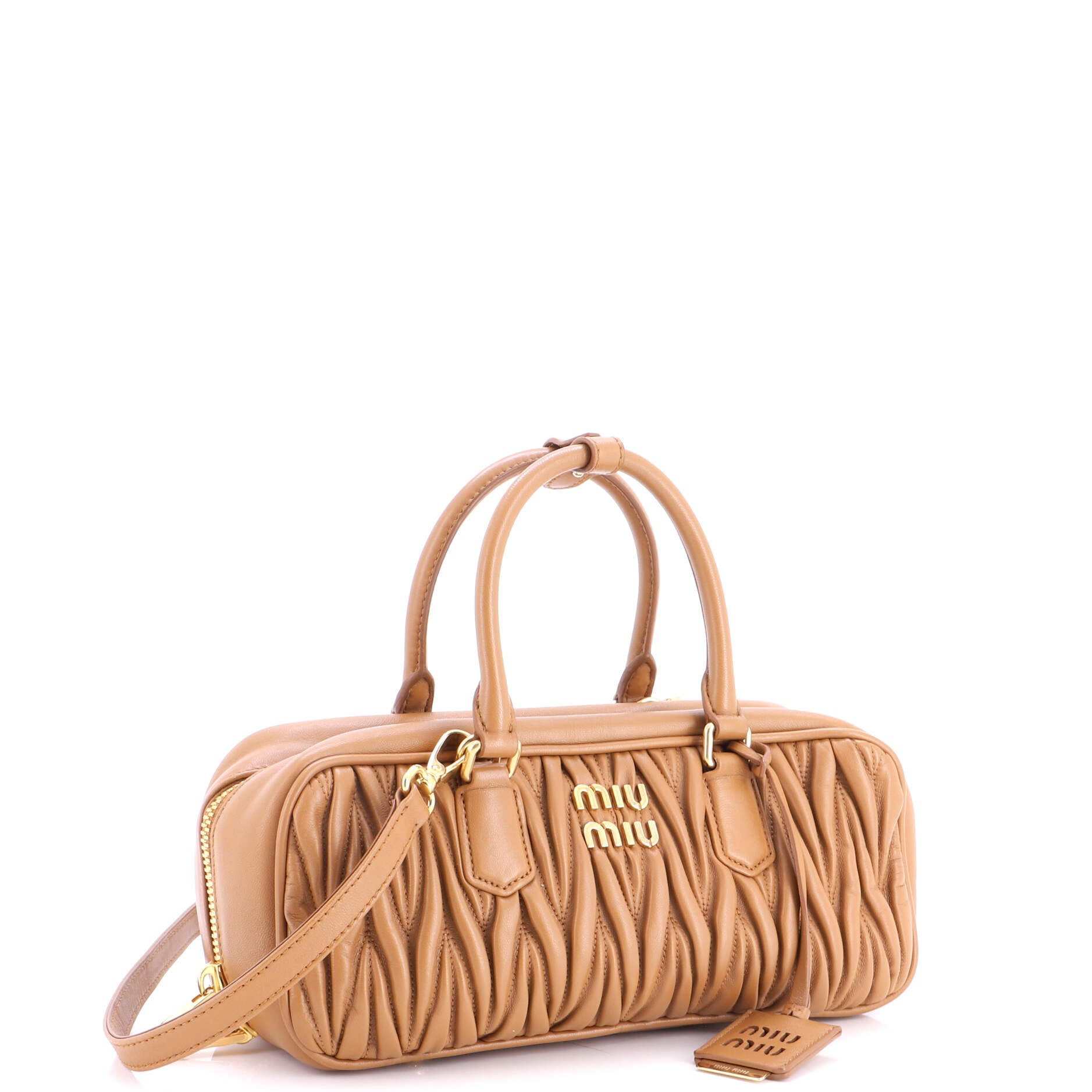 Pre Owned Miu Miu Arcadie Top Handle Bag Matelasse Leather Large