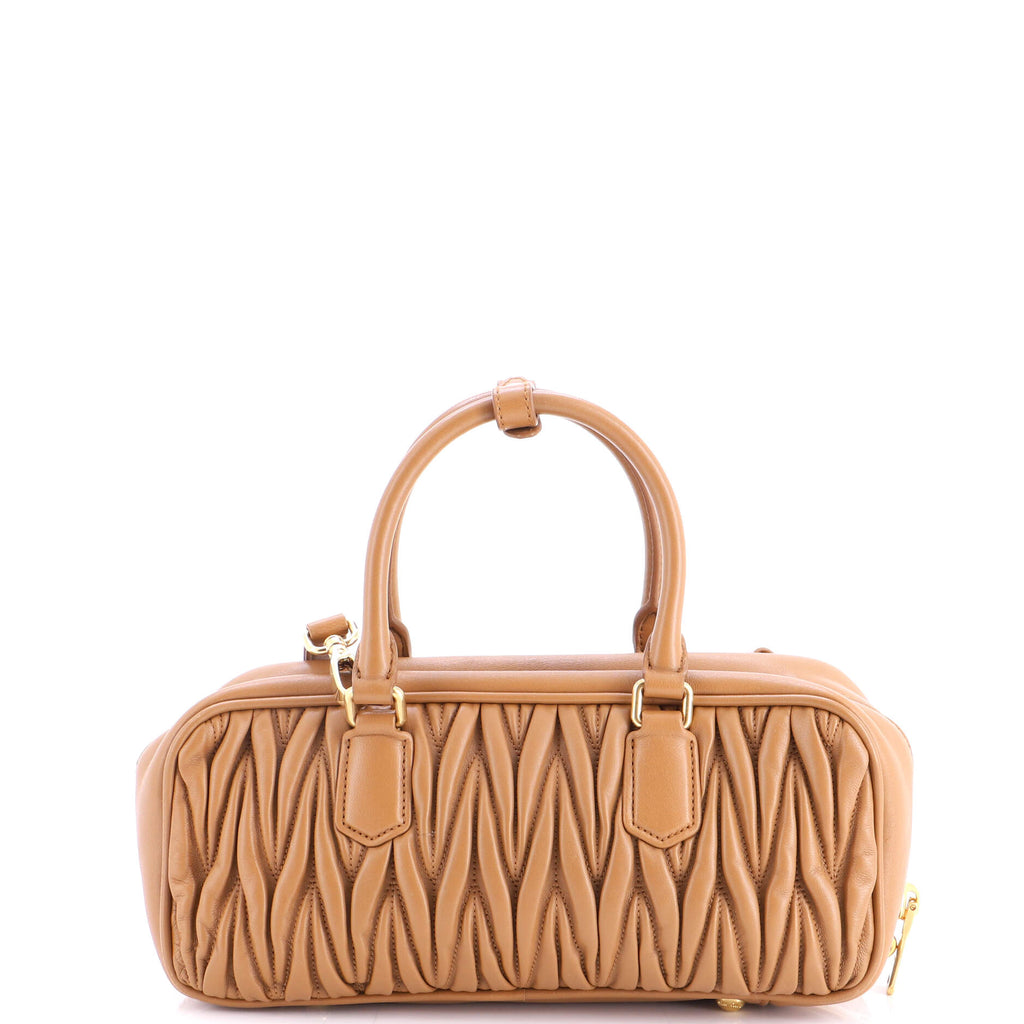 Pre Owned Miu Miu Arcadie Top Handle Bag Matelasse Leather Large