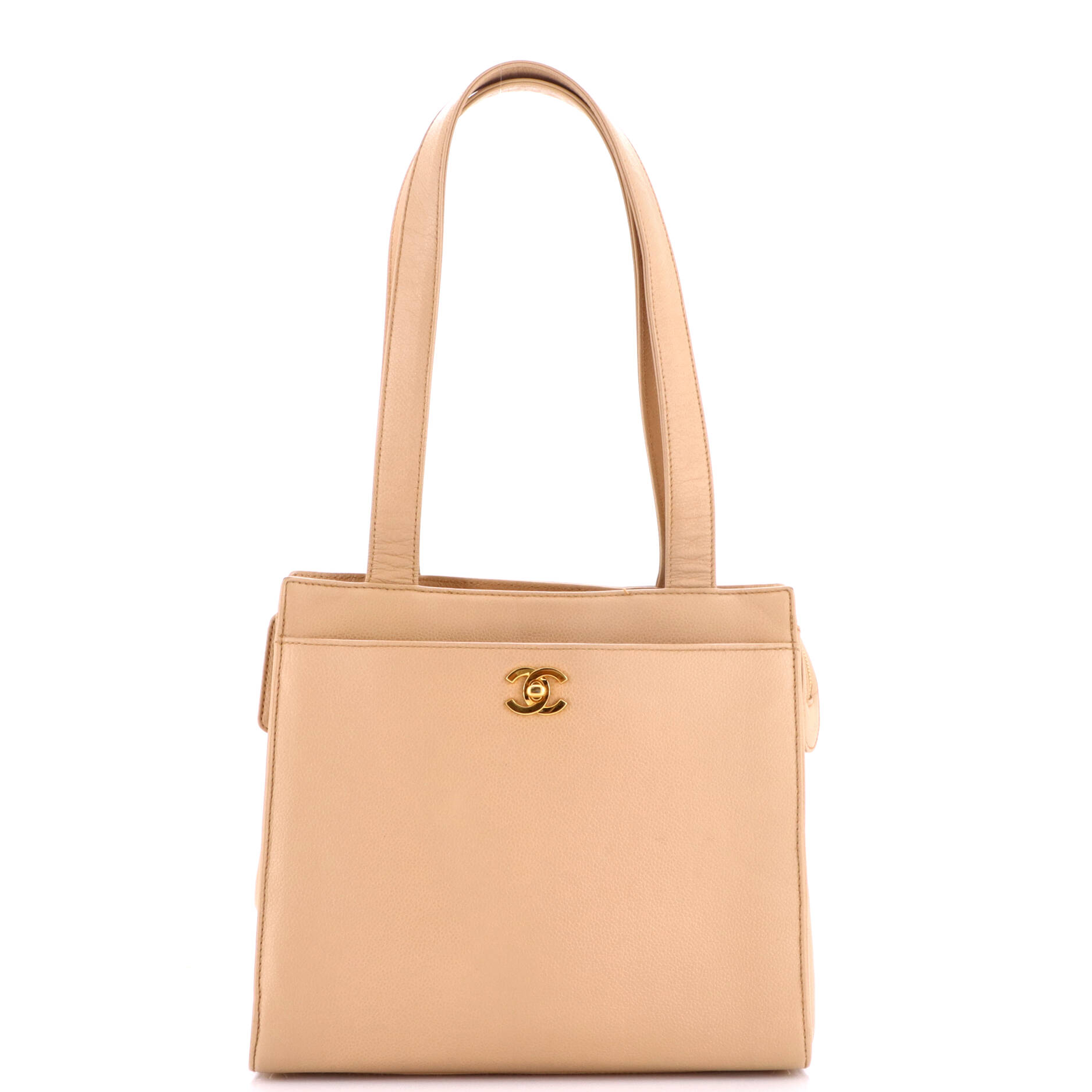Pre Owned Chanel Vintage CC Lock Tote Caviar Medium