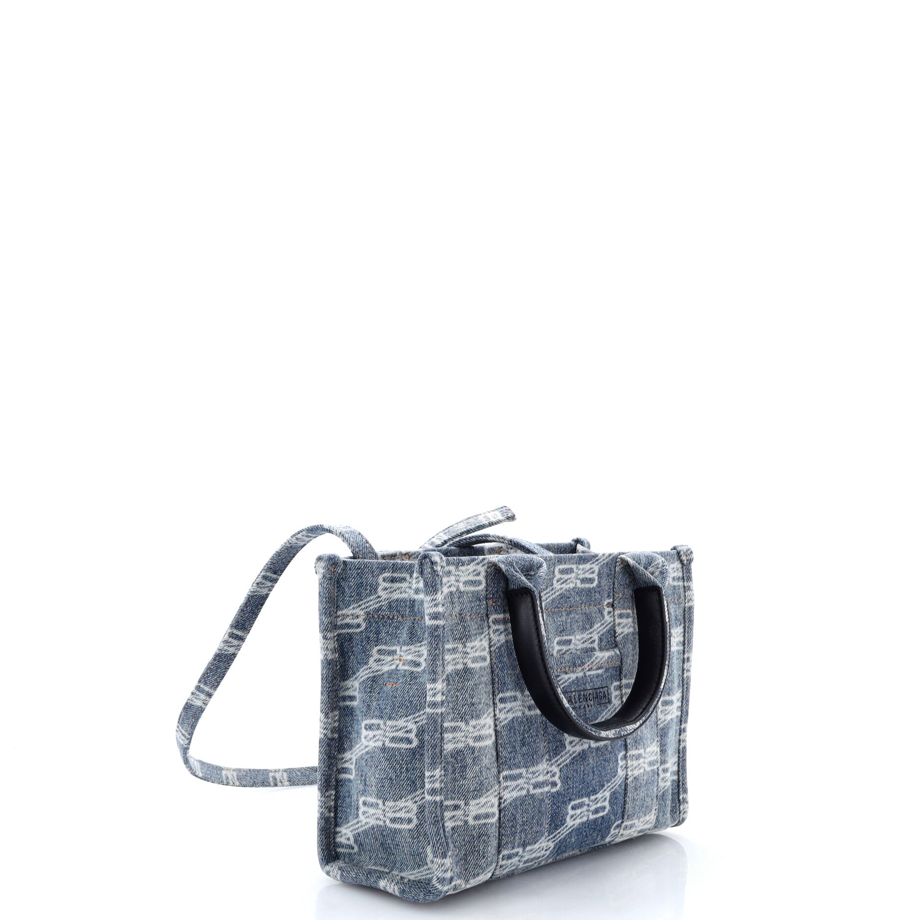 Pre Owned Balenciaga Hardware Tote BB Monogram Denim XS