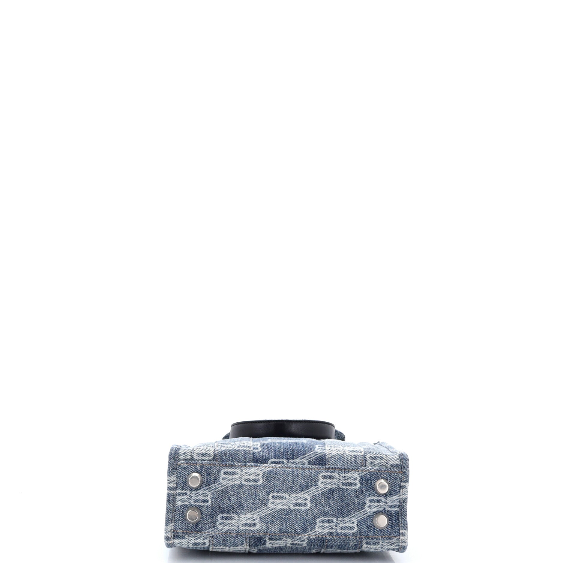 Pre Owned Balenciaga Hardware Tote BB Monogram Denim XS