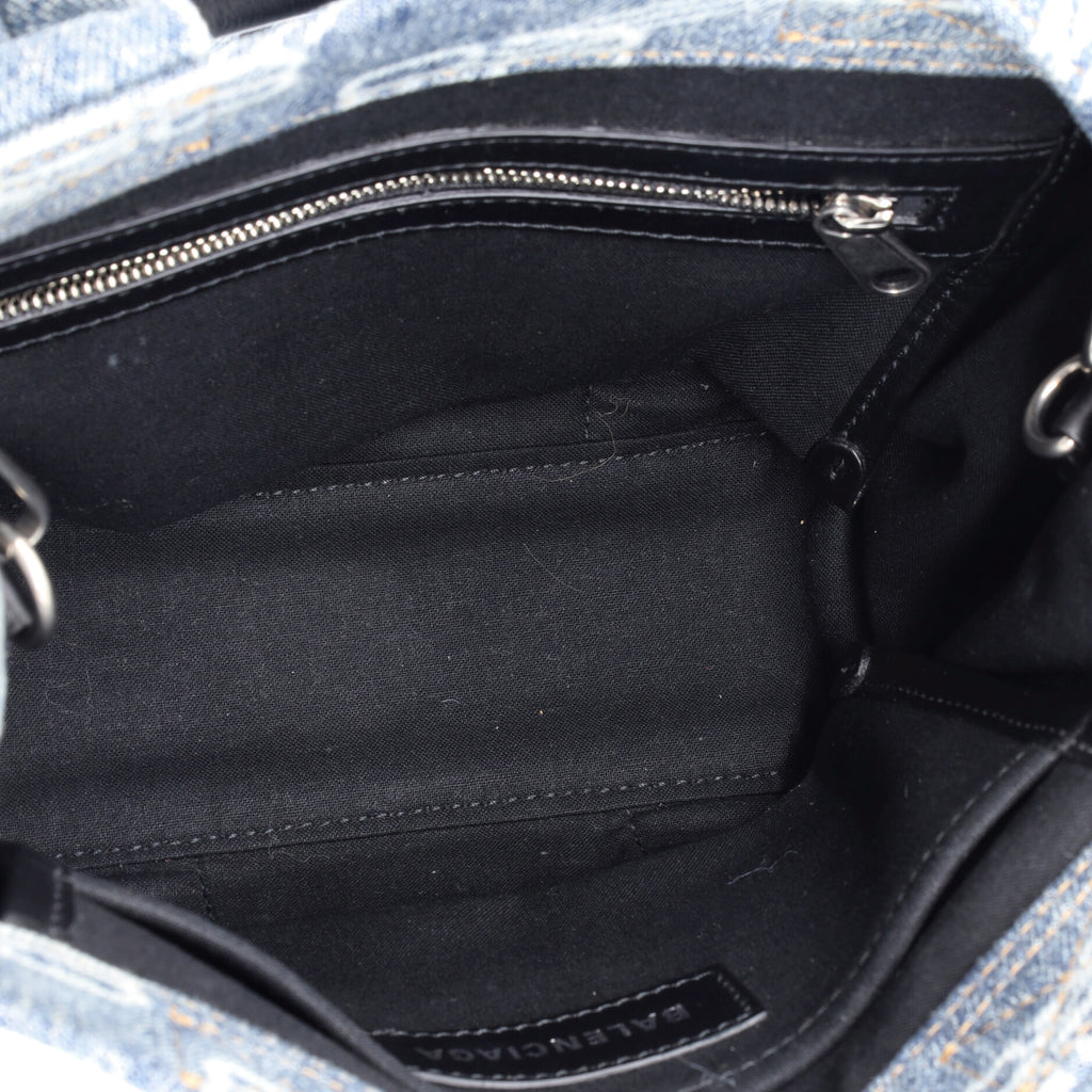 Pre Owned Balenciaga Hardware Tote BB Monogram Denim XS