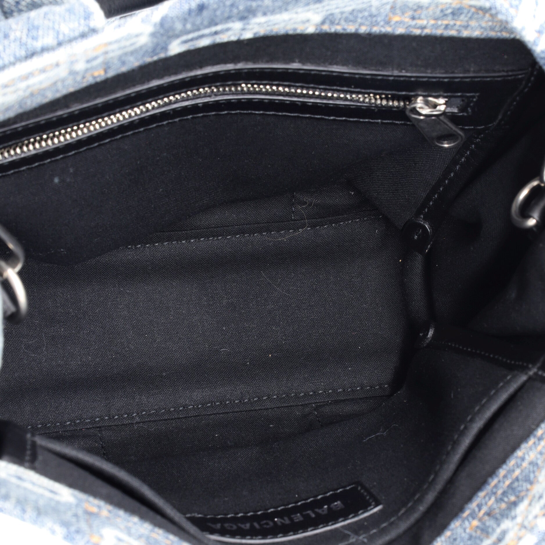 Pre Owned Balenciaga Hardware Tote BB Monogram Denim XS