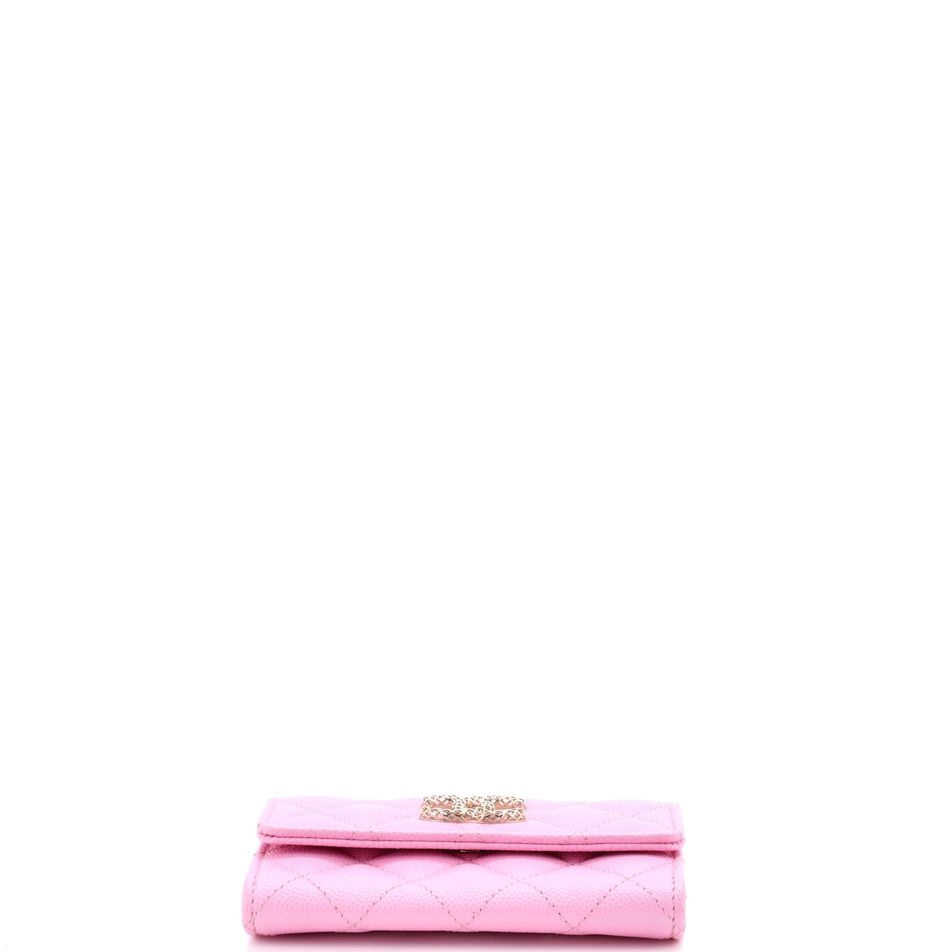 Pre Owned Chanel Textured CC Flap Card Case Quilted Caviar