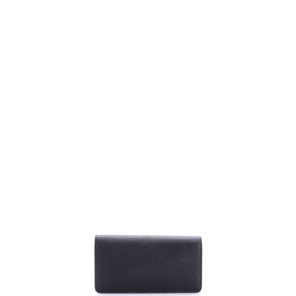 Pre Owned Prada Envelope Double Flap Wallet on Chain Saffiano Leather
