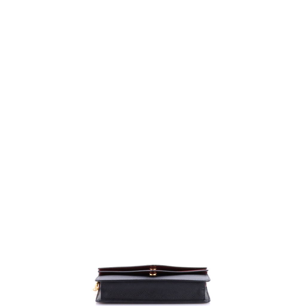 Pre Owned Prada Envelope Double Flap Wallet on Chain Saffiano Leather